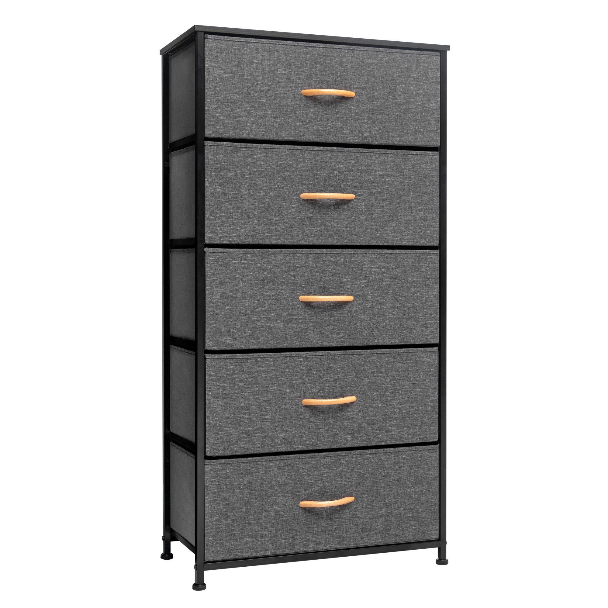 23" Gray and Black Steel and Fabric Five Drawer Chest - GreatEagleInc