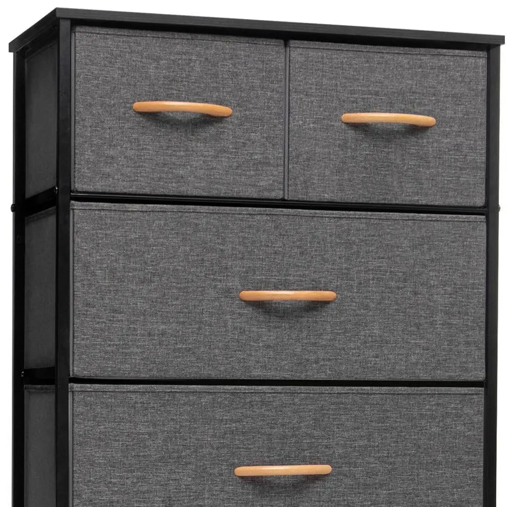 23" Gray and Black Steel and Fabric Six Drawer Chest Homeroots Bed & Bath
