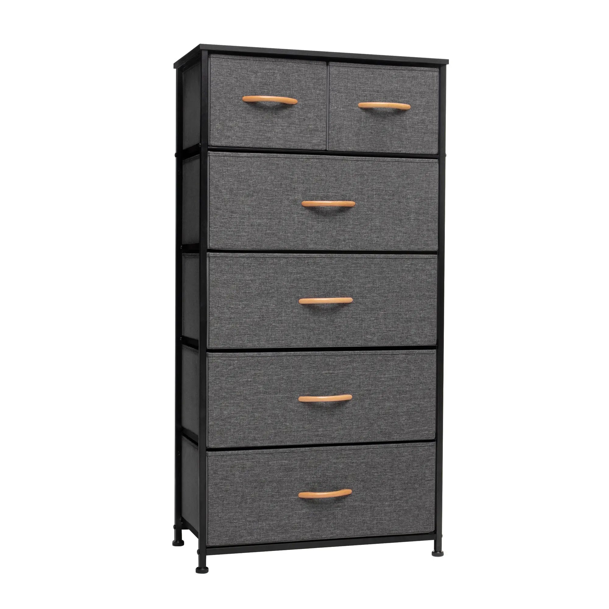 23" Gray and Black Steel and Fabric Six Drawer Chest Homeroots Bed & Bath