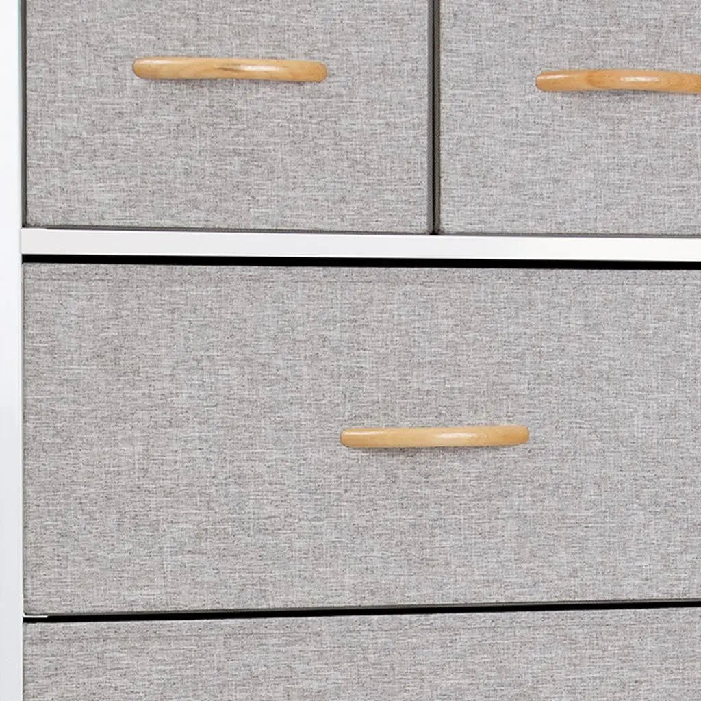 23" Gray and White Steel and Fabric Six Drawer Chest - GreatEagleInc
