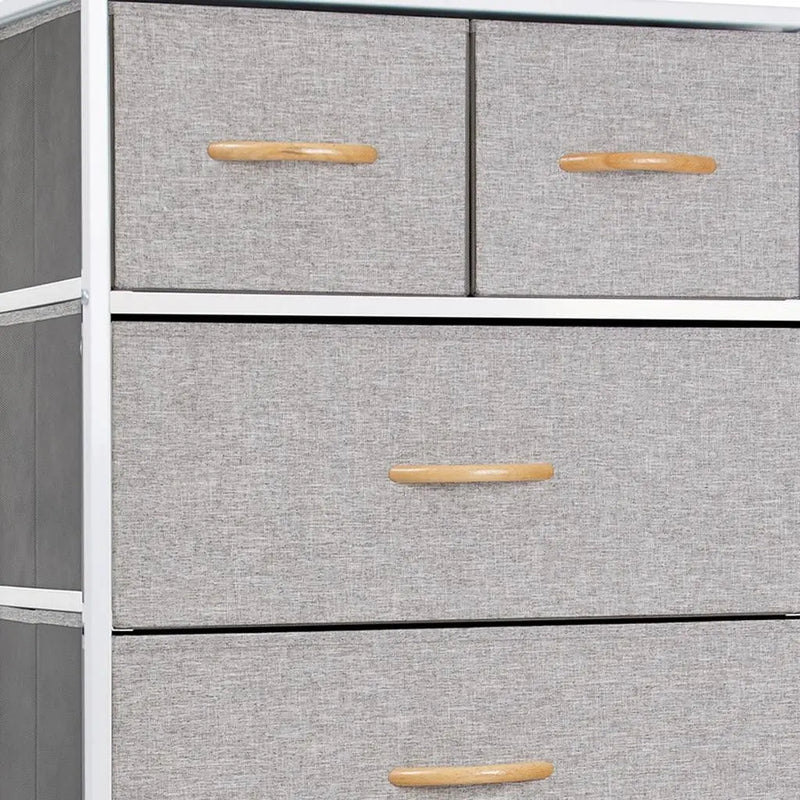 23" Gray and White Steel and Fabric Six Drawer Chest - GreatEagleInc