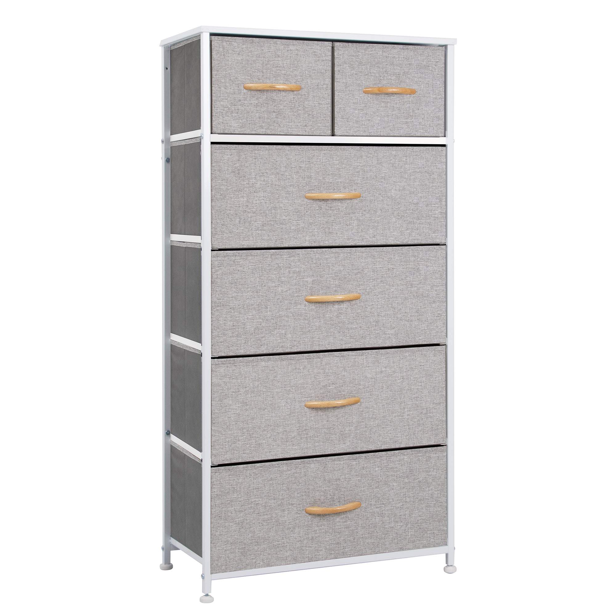 23" Gray and White Steel and Fabric Six Drawer Chest - GreatEagleInc