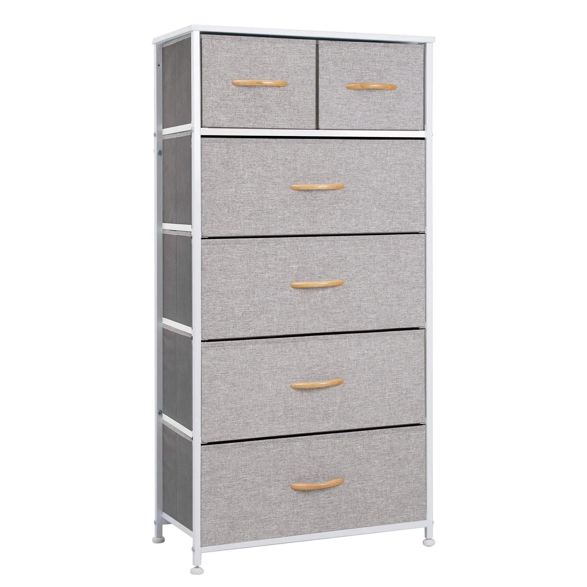 23" Gray and White Steel and Fabric Six Drawer Chest - GreatEagleInc