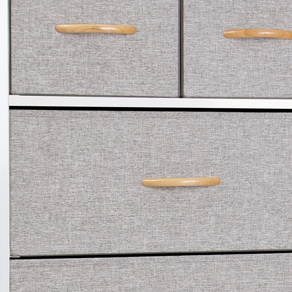 23" Gray and White Steel and Fabric Six Drawer Chest - GreatEagleInc