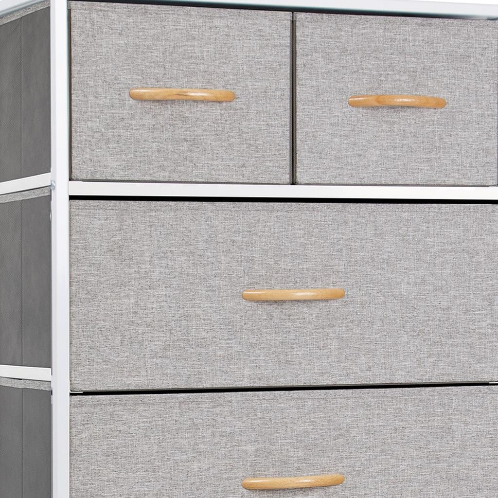 23" Gray and White Steel and Fabric Six Drawer Chest - GreatEagleInc