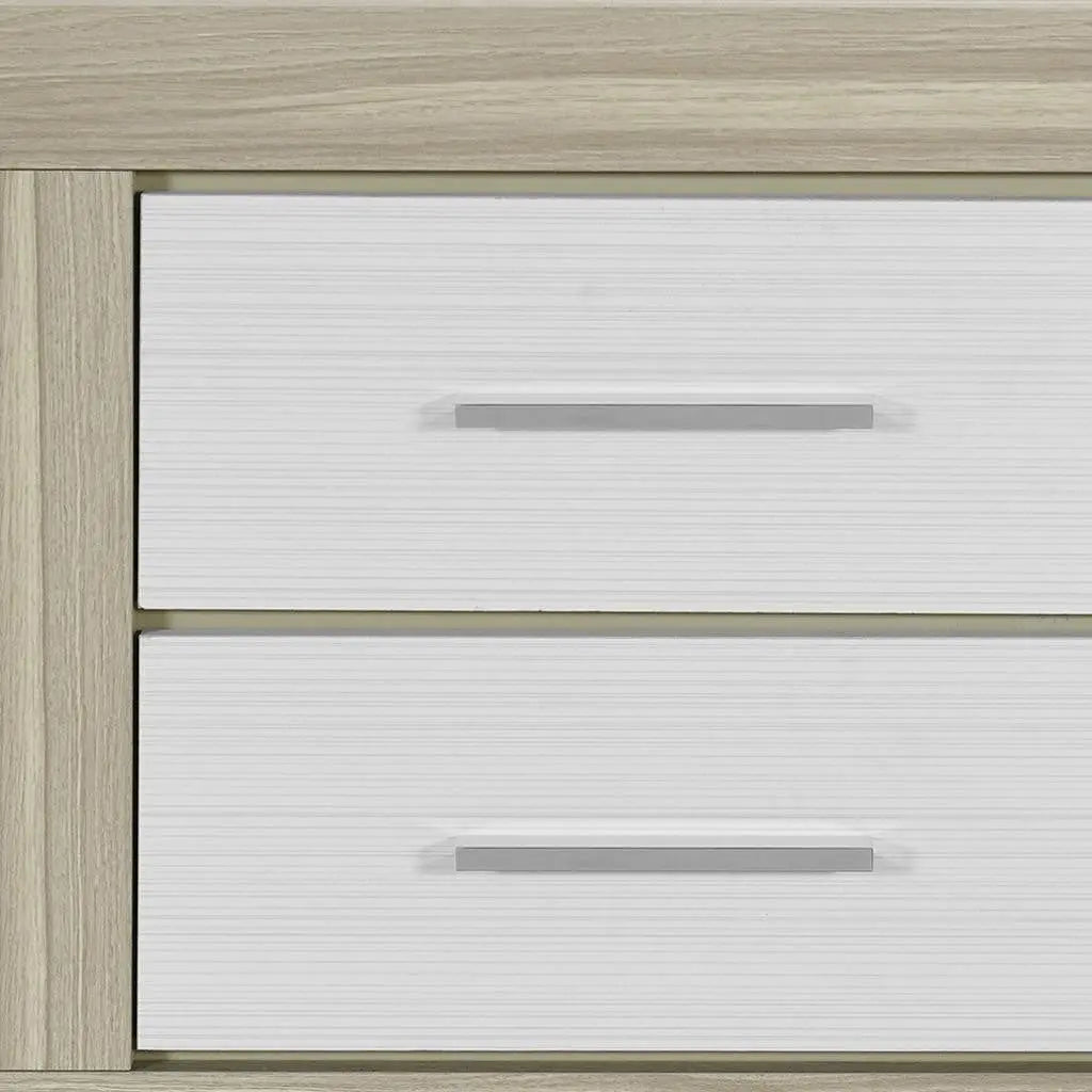 23" Natural And White Wood Square Two Drawer Nightstand Homeroots Bed & Bath