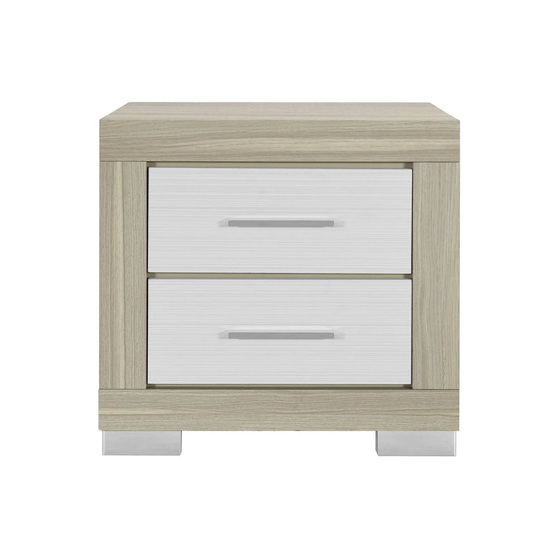 23" Natural And White Wood Square Two Drawer Nightstand Homeroots Bed & Bath