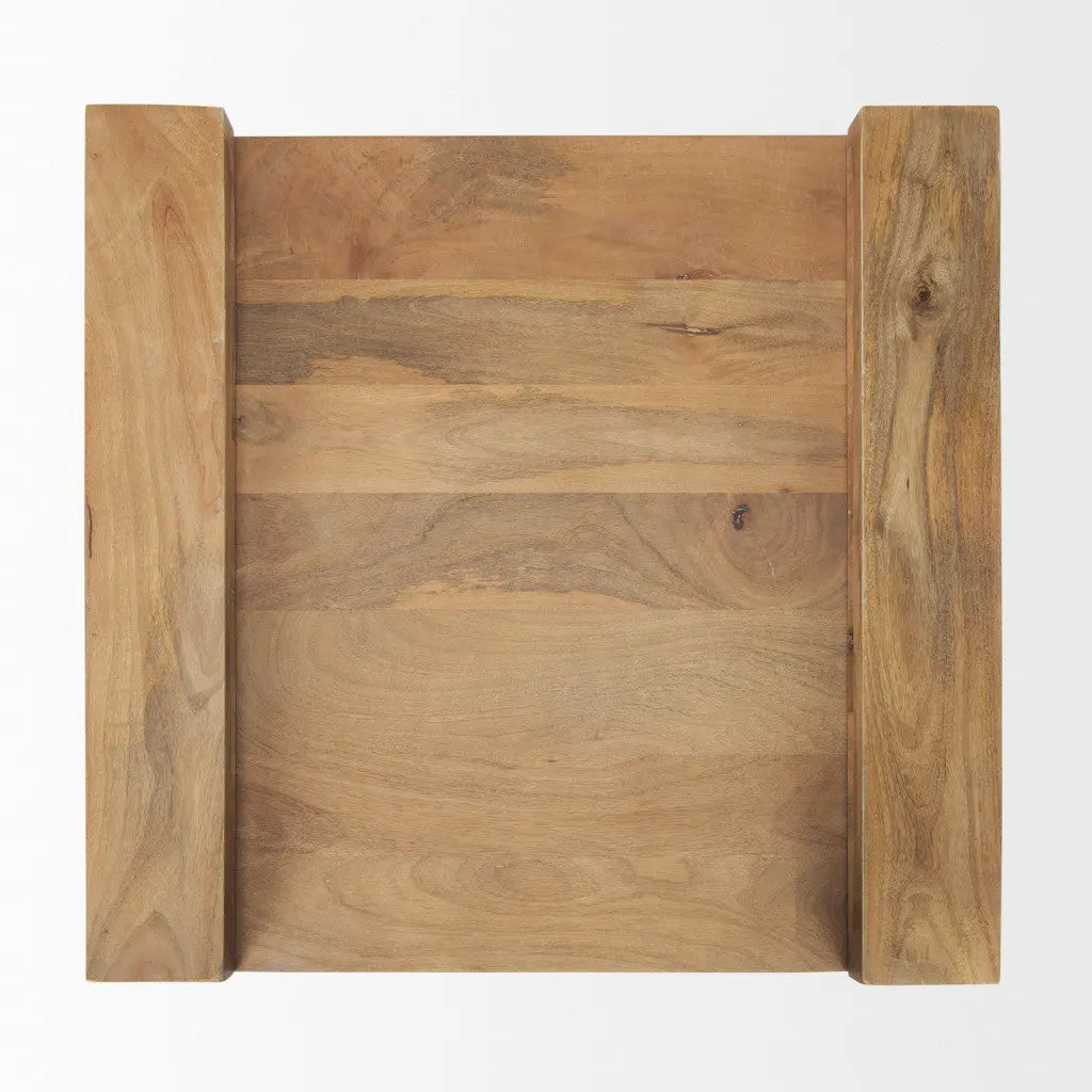 23" Natural Distressed Solid Wood Sled End Table Homeroots Living Room