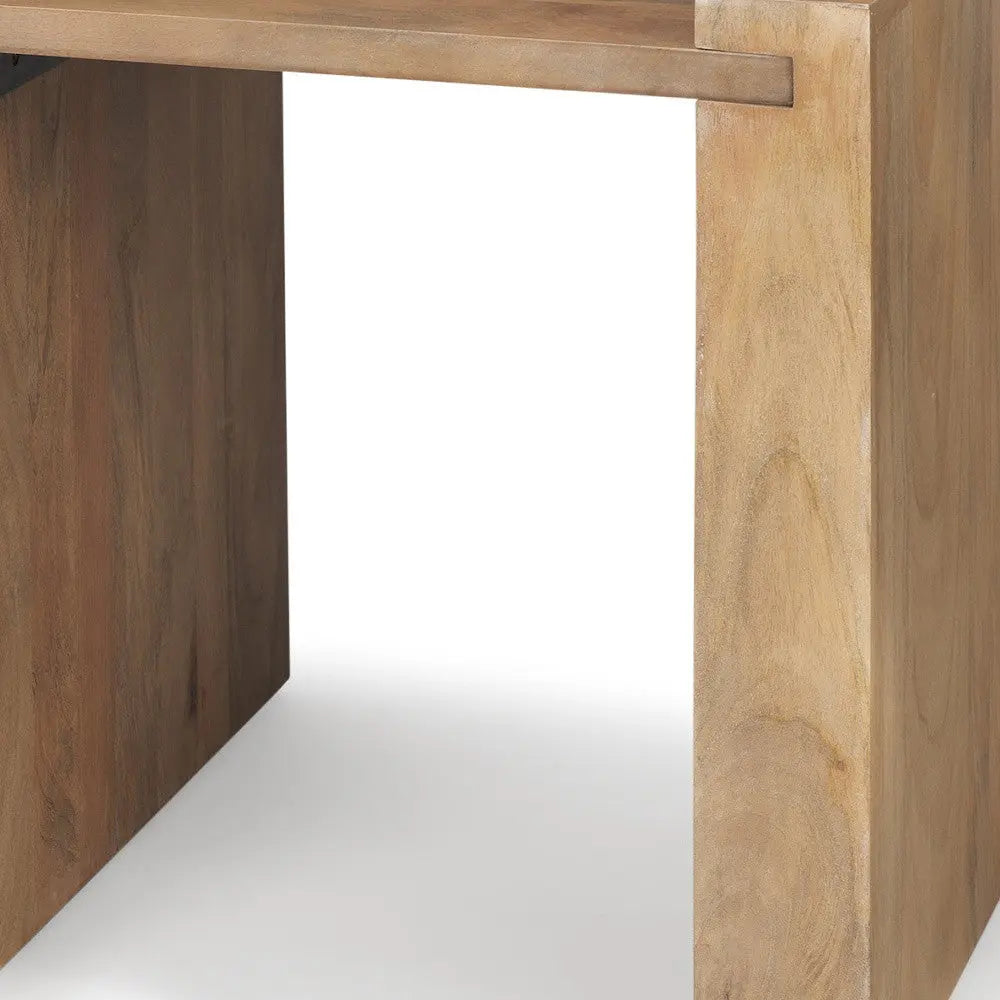 23" Natural Distressed Solid Wood Sled End Table Homeroots Living Room