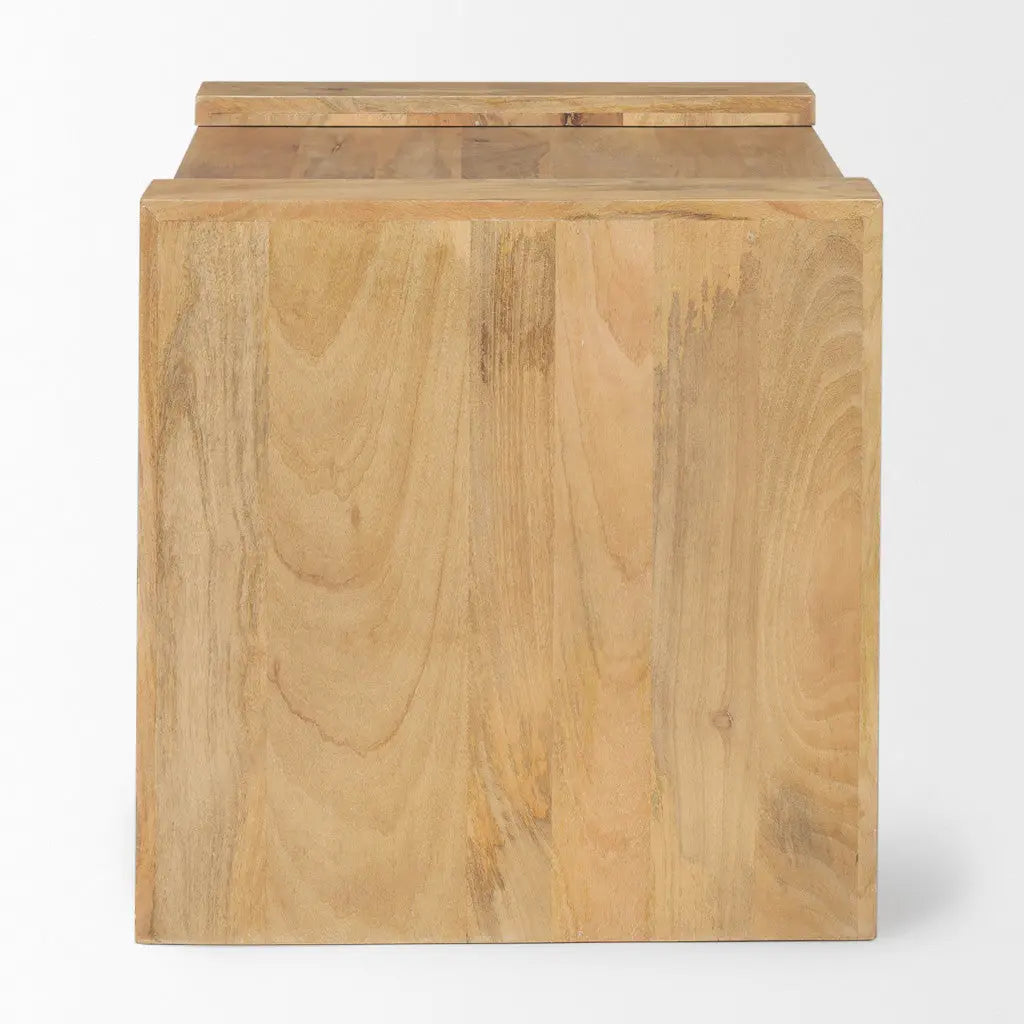 23" Natural Distressed Solid Wood Sled End Table Homeroots Living Room