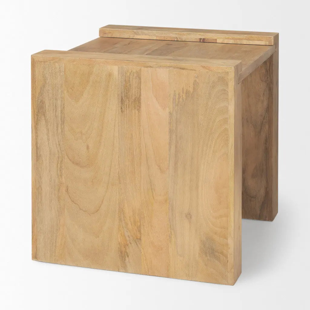 23" Natural Distressed Solid Wood Sled End Table Homeroots Living Room