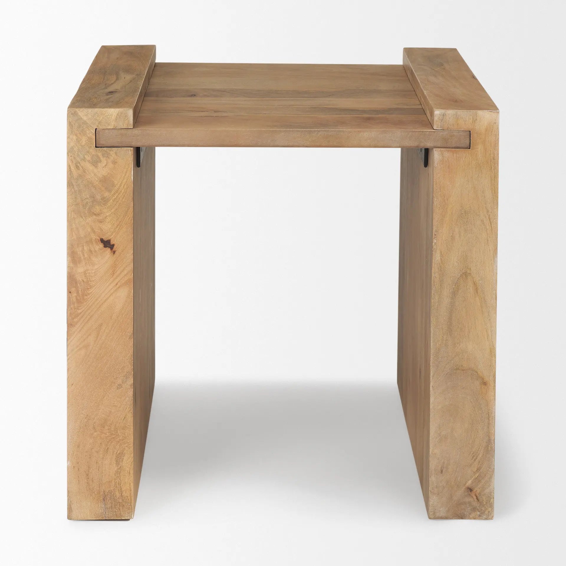 23" Natural Distressed Solid Wood Sled End Table Homeroots Living Room