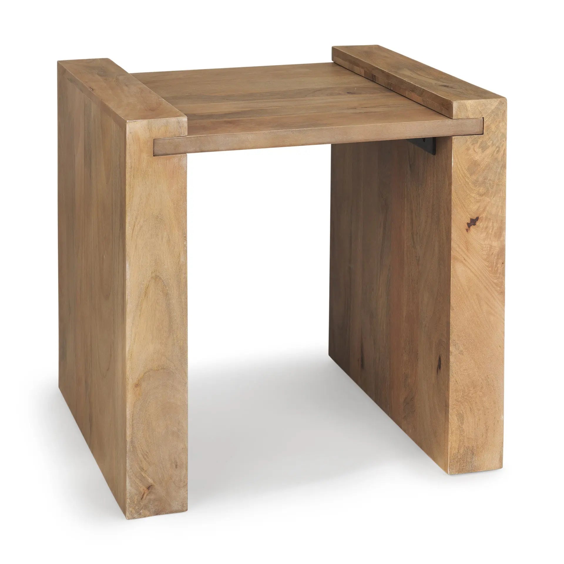23" Natural Distressed Solid Wood Sled End Table Homeroots Living Room