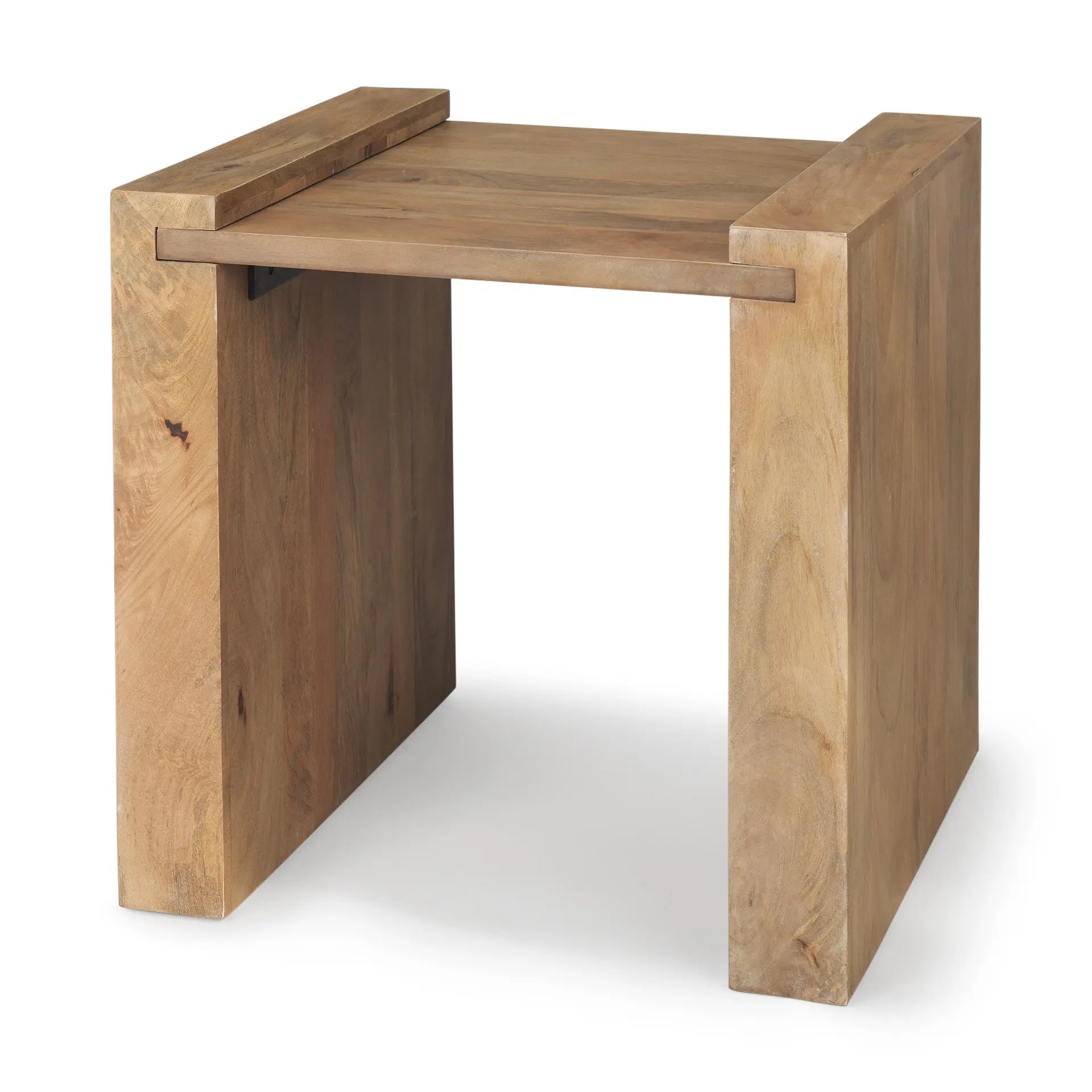 23" Natural Distressed Solid Wood Sled End Table Homeroots Living Room