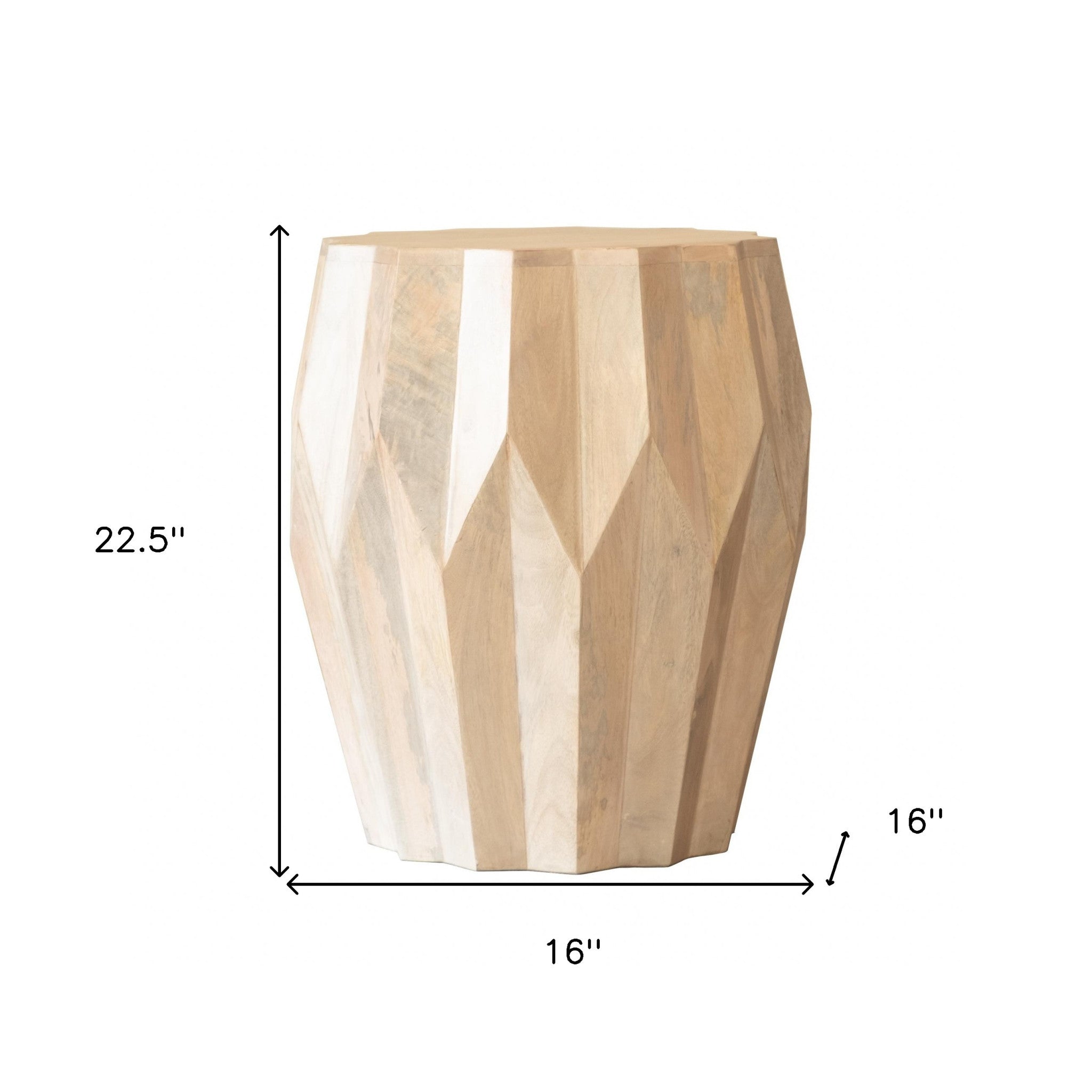23" Natural Solid Wood Round Drum End Table - GreatEagleInc