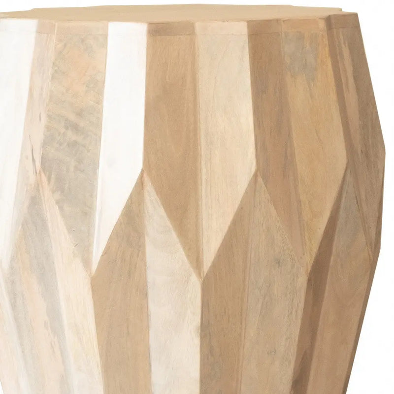 23" Natural Solid Wood Round Drum End Table - GreatEagleInc