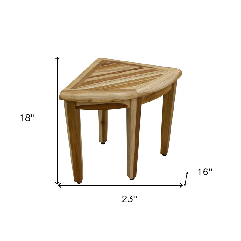 23" Natural Teak Corner Shower Bench Homeroots Bed & Bath