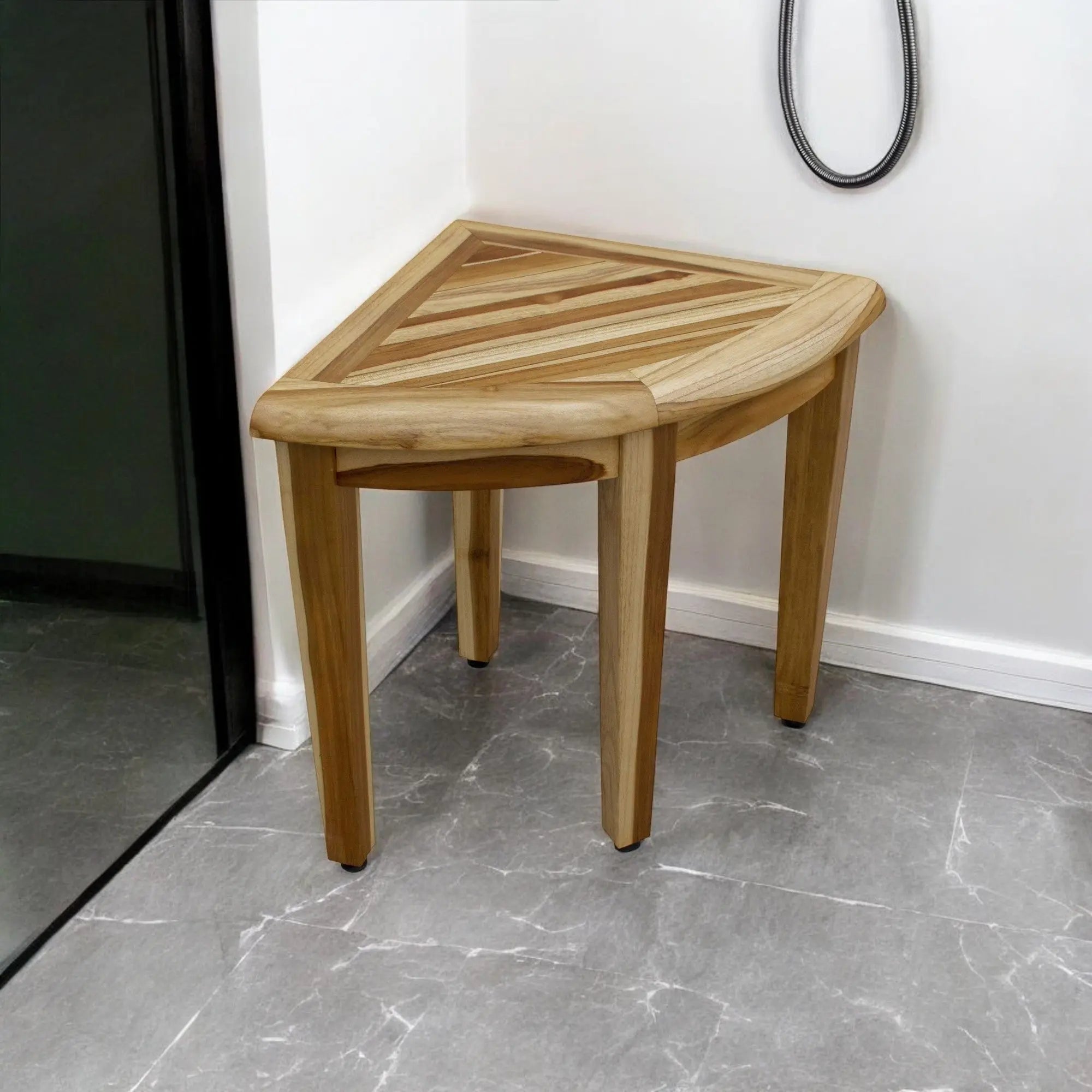 23" Natural Teak Corner Shower Bench Homeroots Bed & Bath