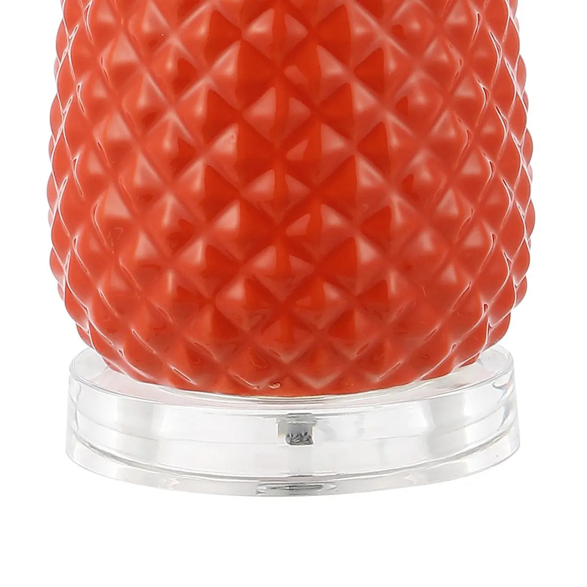 23" Orange Gold And Clear Ceramic And Acrylic Pineapple Table Lamp With Drum Shade Homeroots Lighting