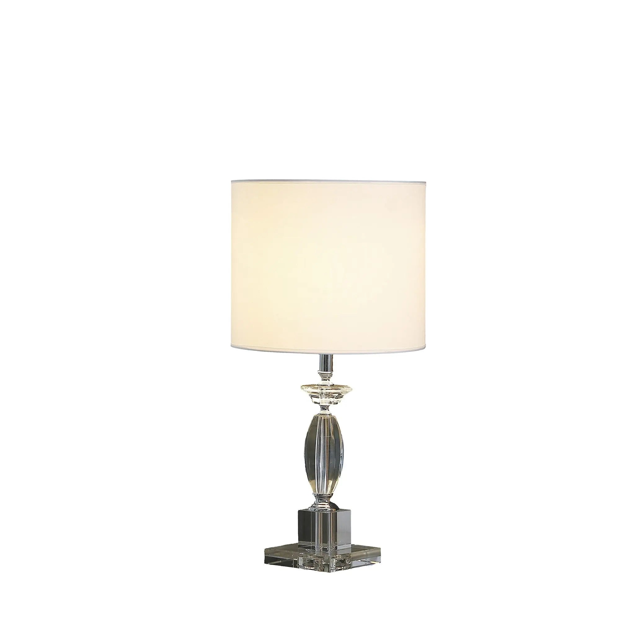 23" Silver Crystal Standard Table Lamp With White Classic Drum Shade Table Lamp Homeroots Lighting