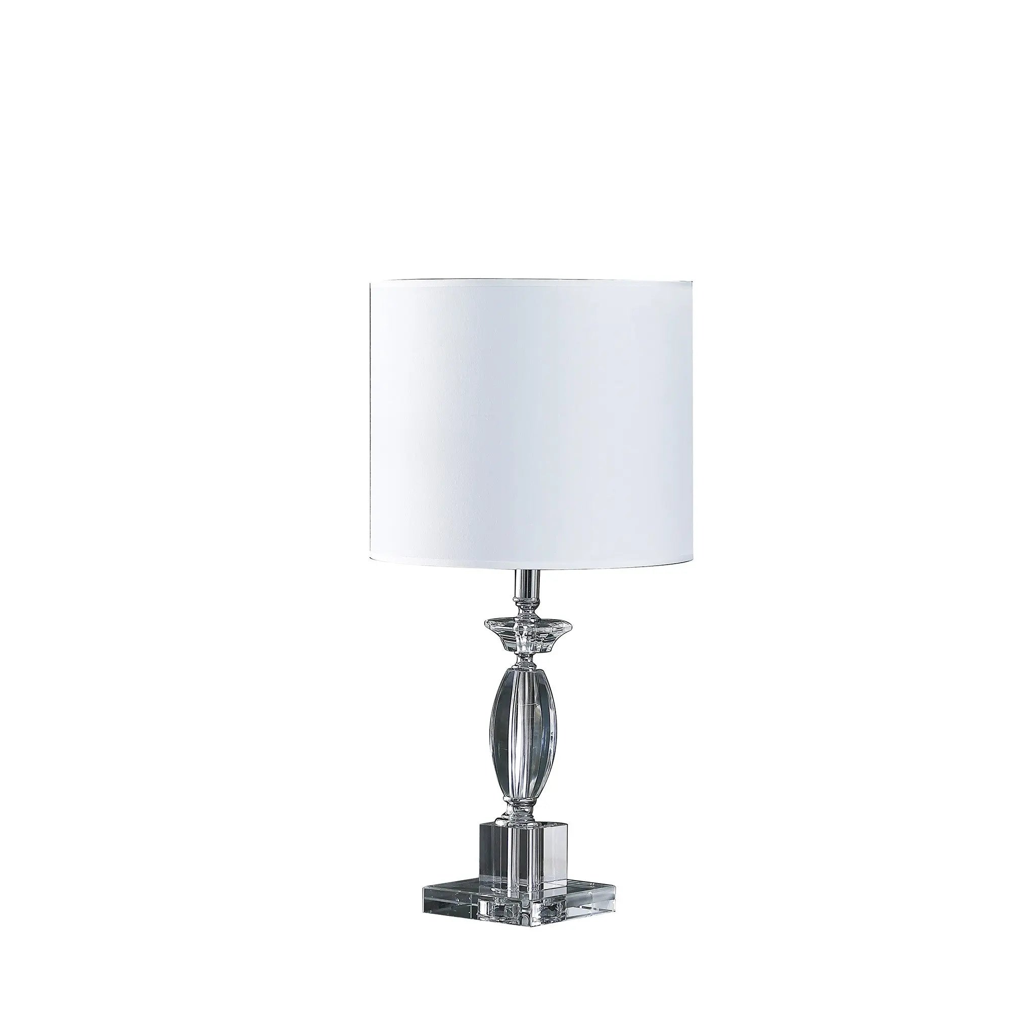 23" Silver Crystal Standard Table Lamp With White Classic Drum Shade Table Lamp Homeroots Lighting