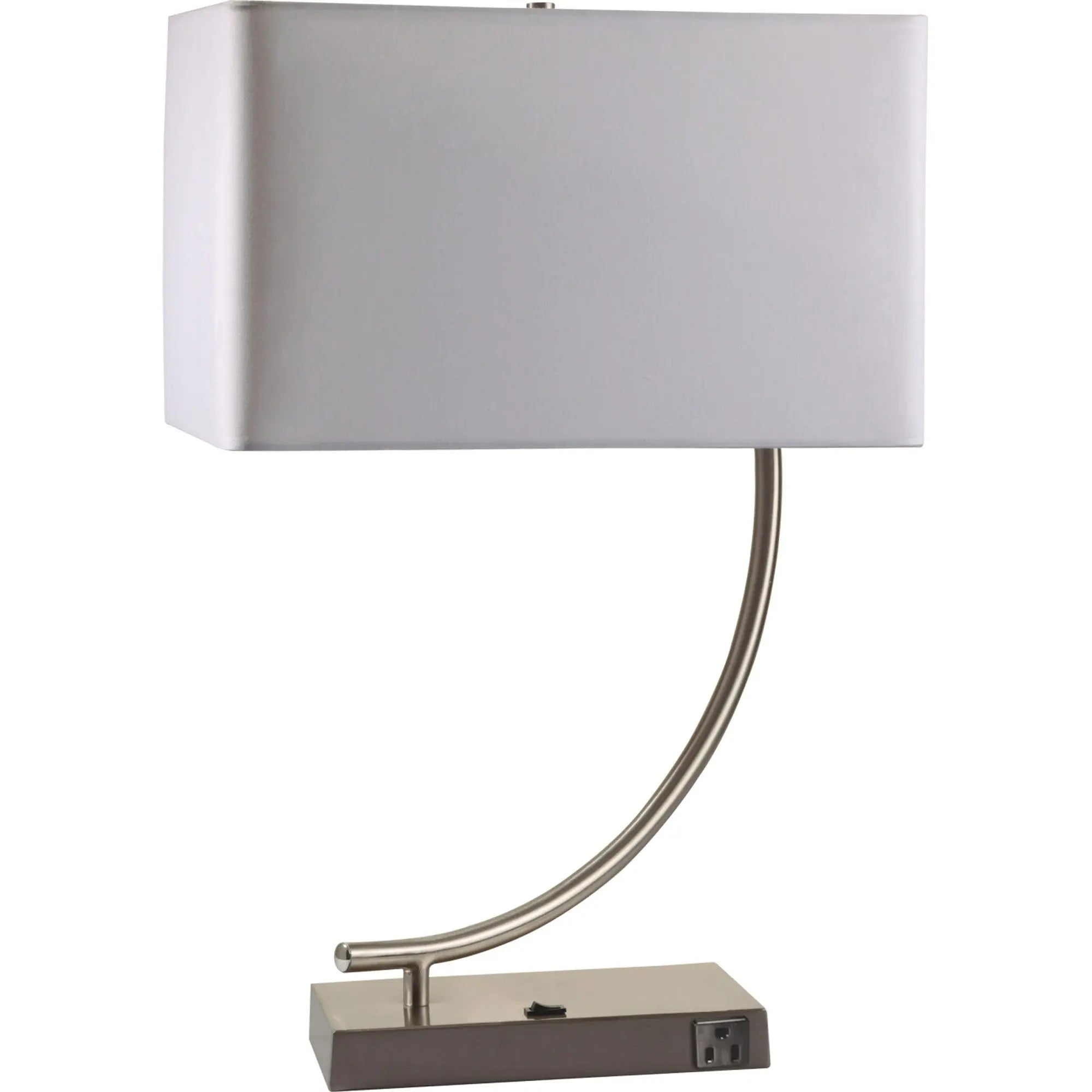 23" Silver Curved Table Lamp With White Rectangle Shade Homeroots Lighting
