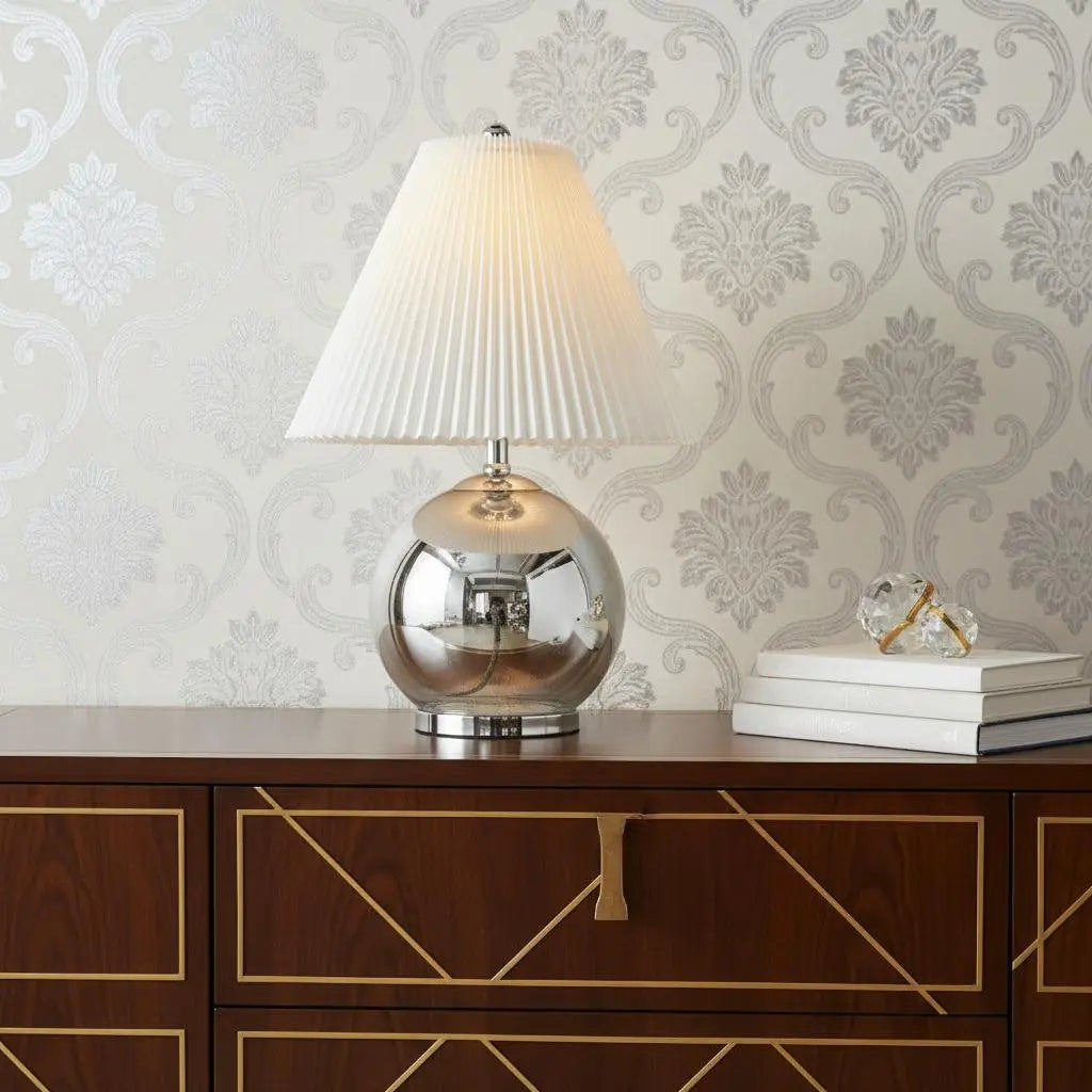 23" Silver Globe Lamp Base With Empire Shade Homeroots Lighting
