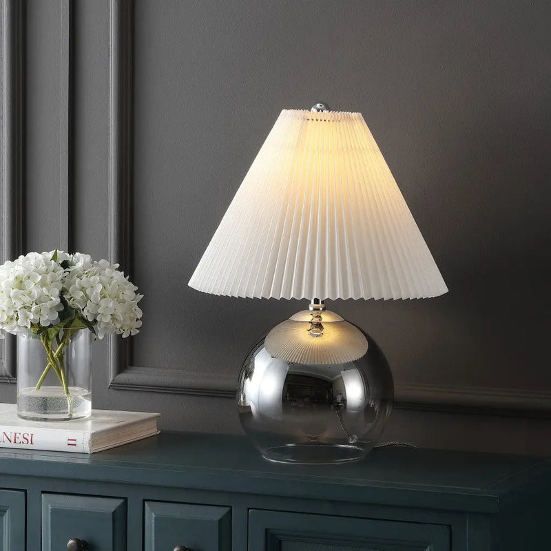 23" Silver Globe Lamp Base With Empire Shade Homeroots Lighting