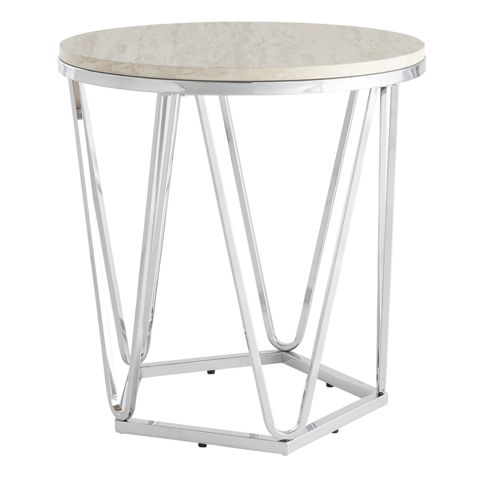 23" Silver Manufactured Wood And Iron Round End Table Homeroots Living Room