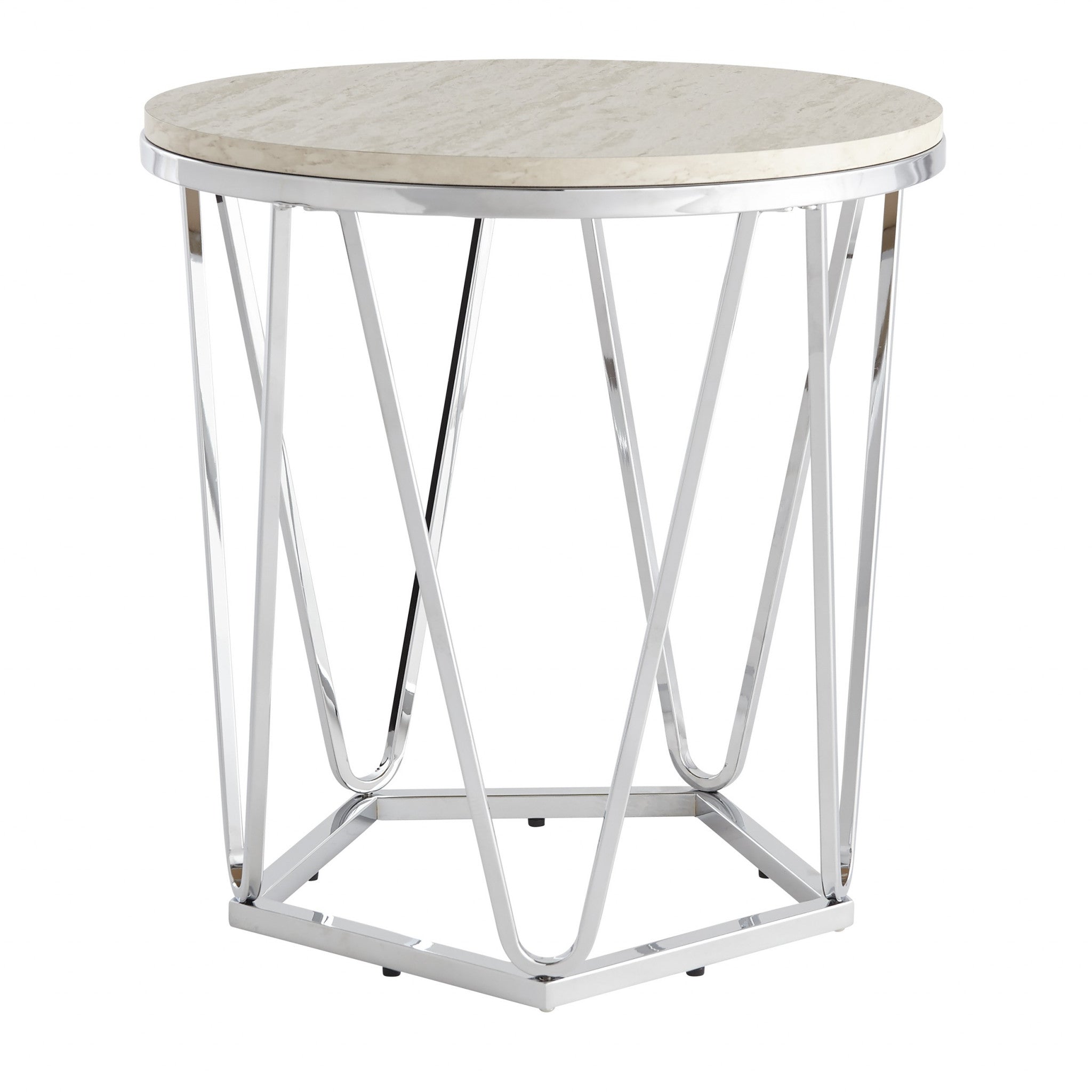 23" Silver Manufactured Wood And Iron Round End Table Homeroots Living Room