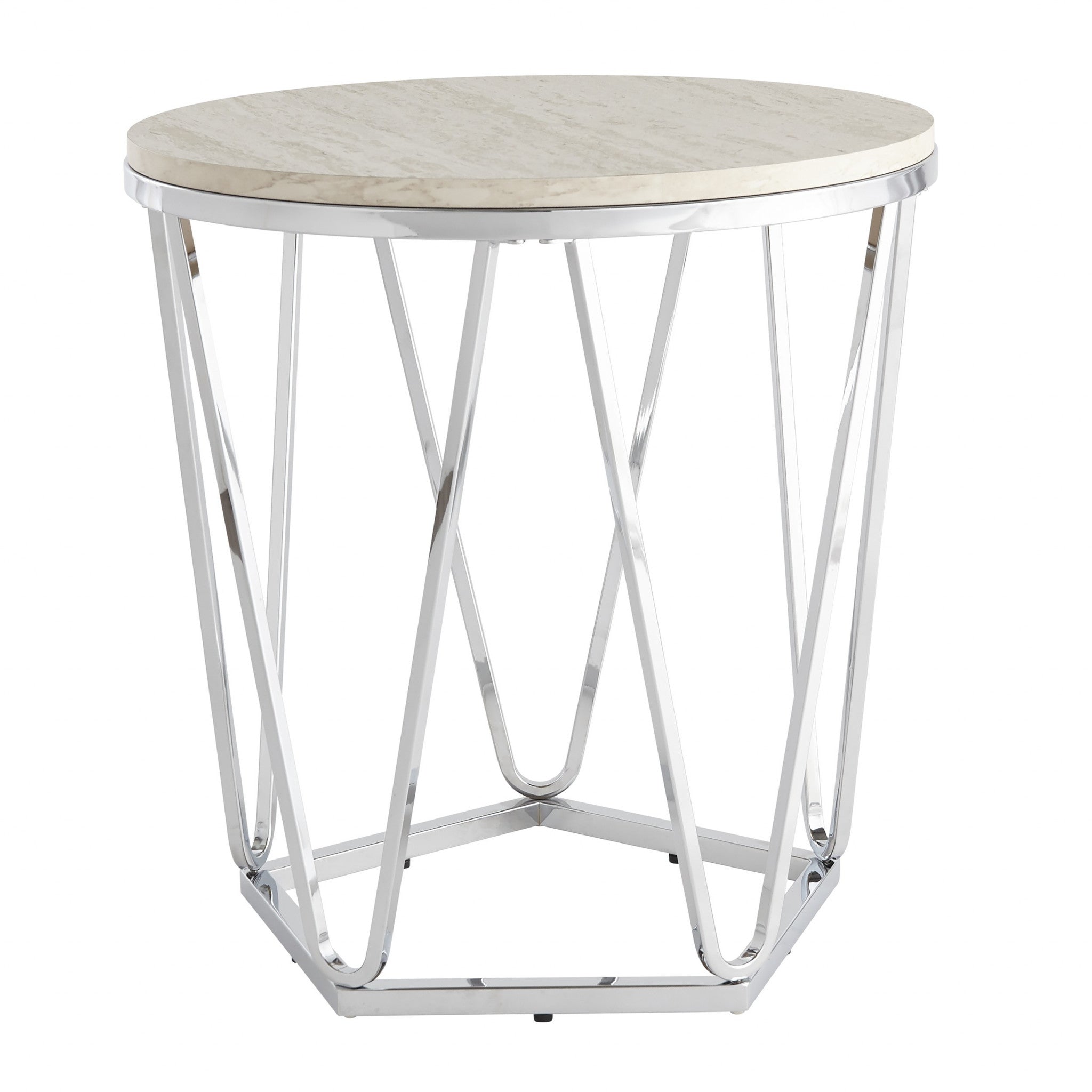 23" Silver Manufactured Wood And Iron Round End Table Homeroots Living Room