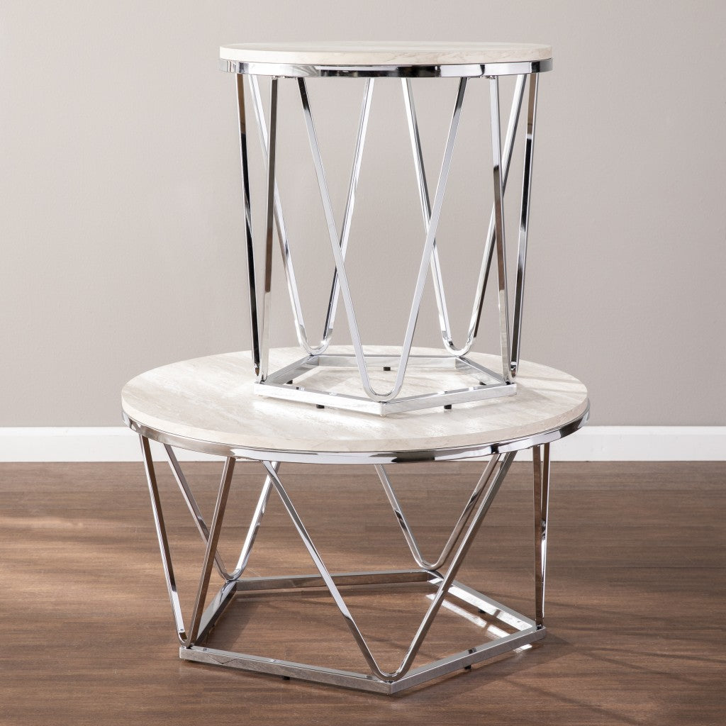 23" Silver Manufactured Wood And Iron Round End Table Homeroots Living Room