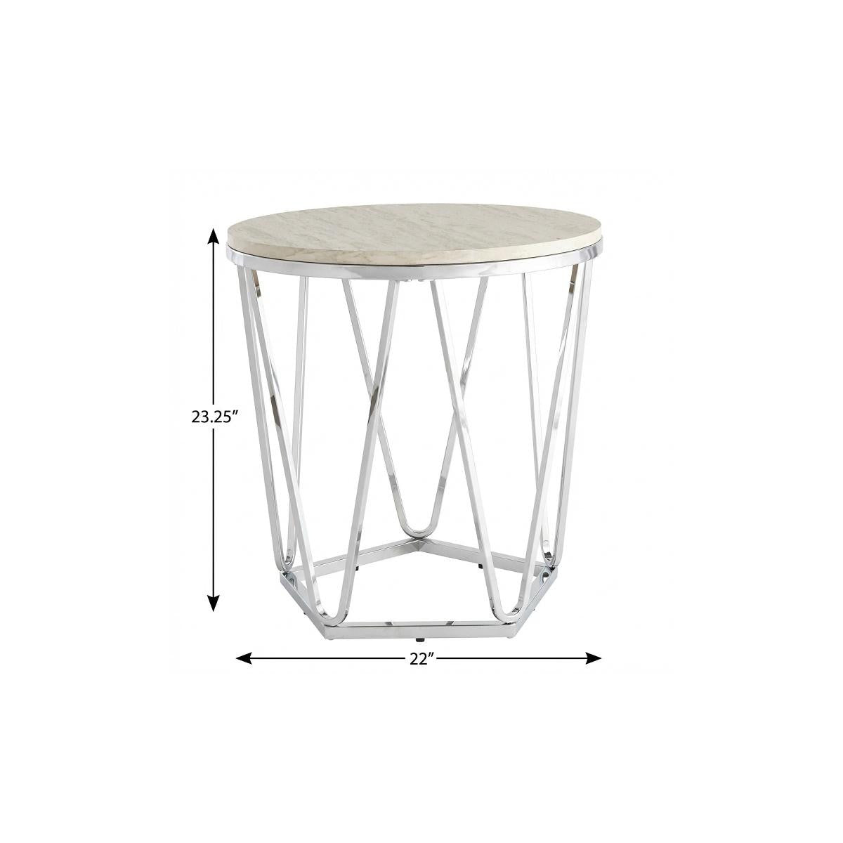 23" Silver Manufactured Wood And Iron Round End Table Homeroots Living Room