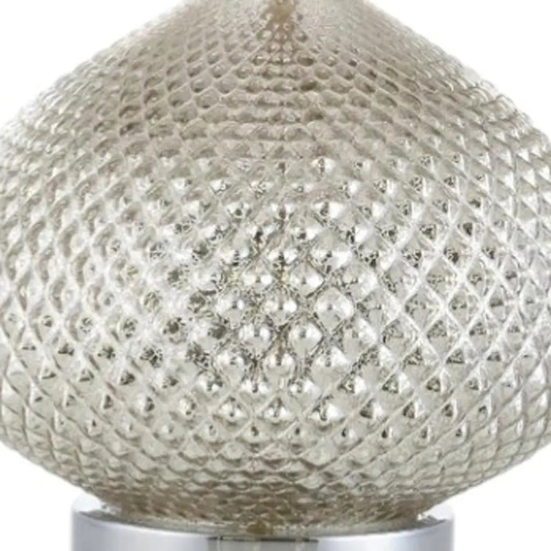 23" Silver Round Table Lamp With Drum Shade Homeroots Lighting