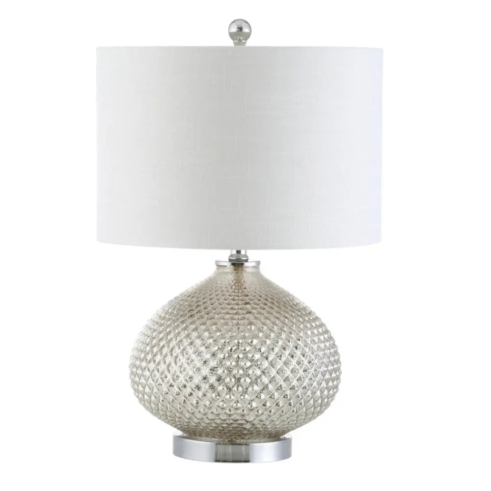23" Silver Round Table Lamp With Drum Shade Homeroots Lighting