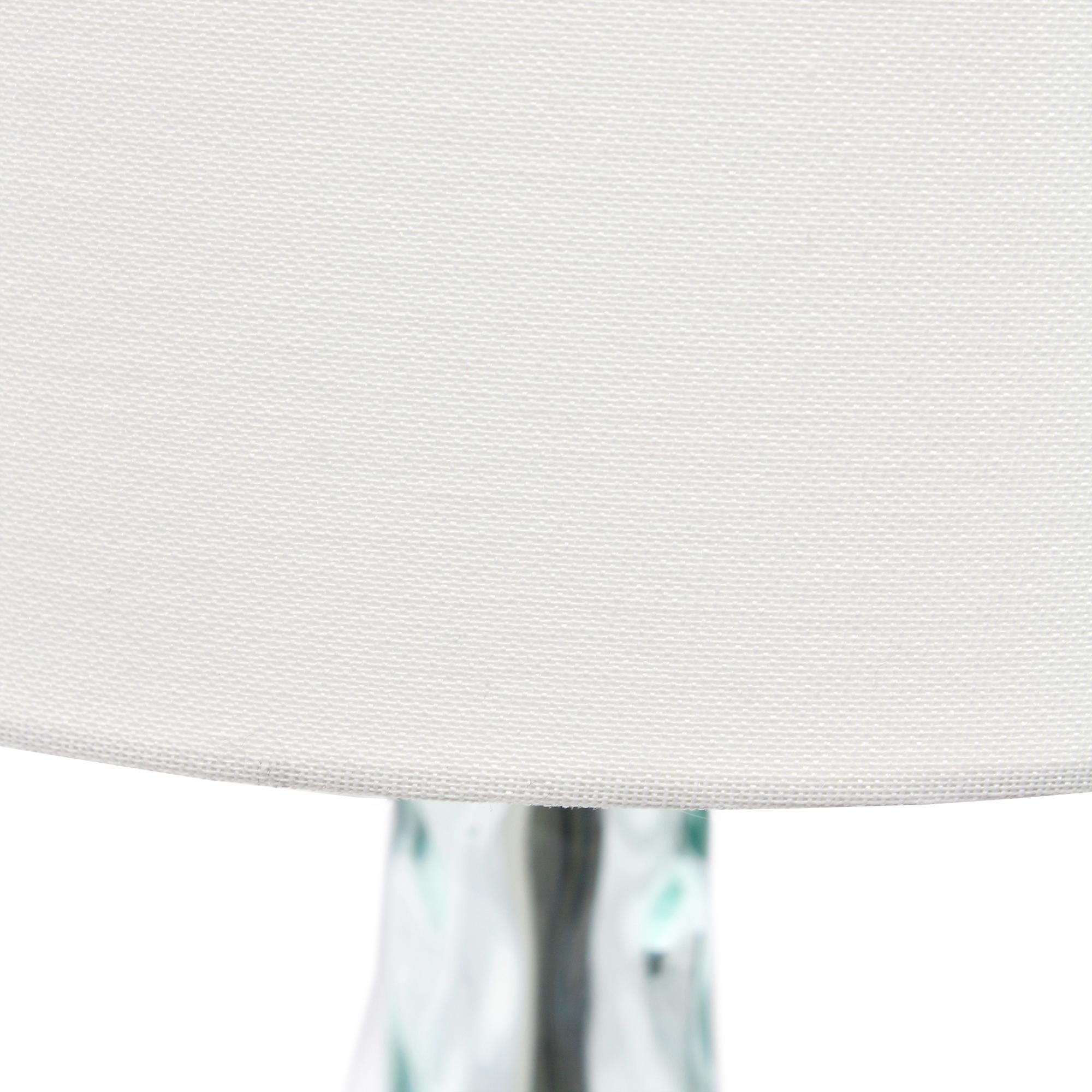 23" Teal Blue Translucent Glass Gourd Table Lamp With Drum Shade Homeroots Lighting