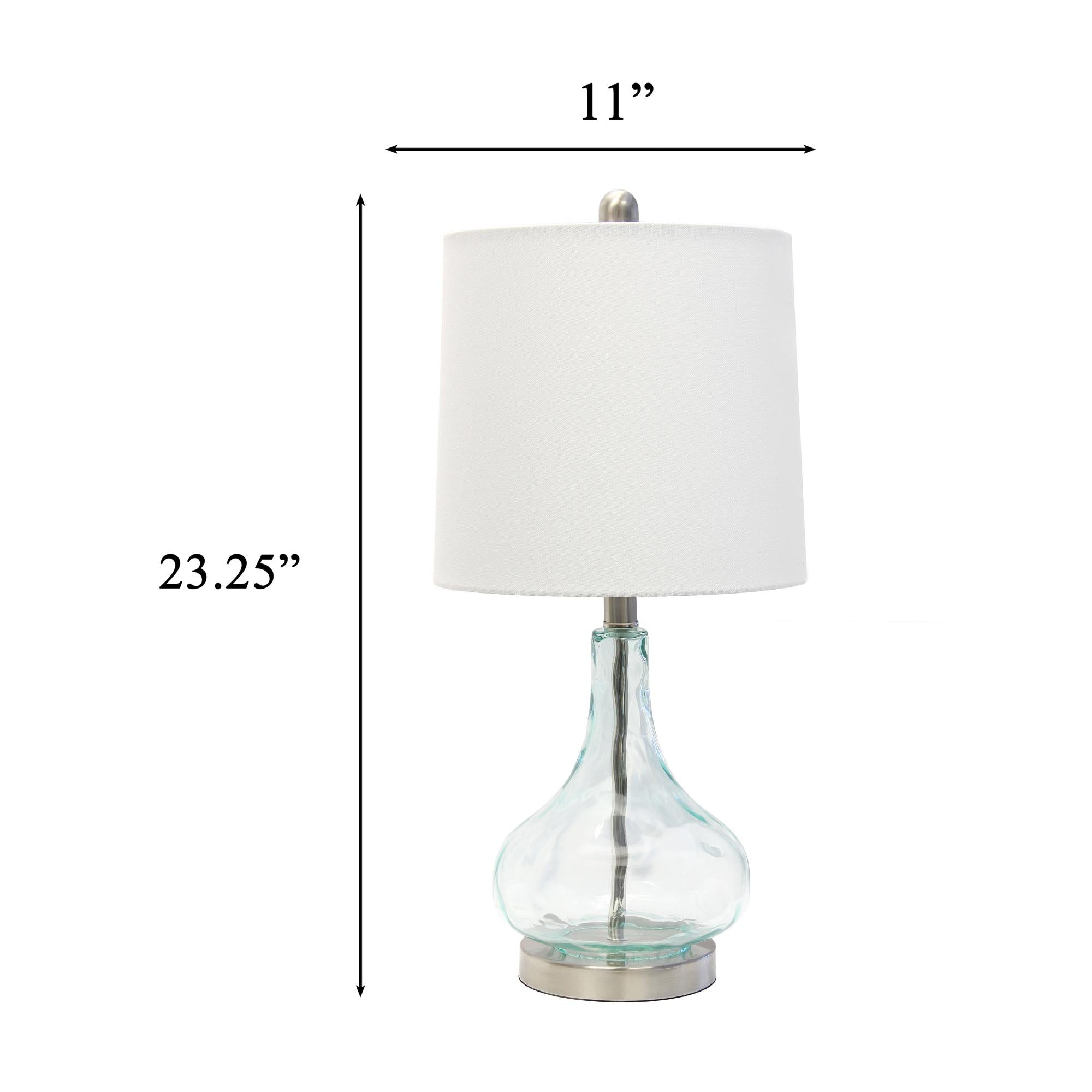 23" Teal Blue Translucent Glass Gourd Table Lamp With Drum Shade Homeroots Lighting