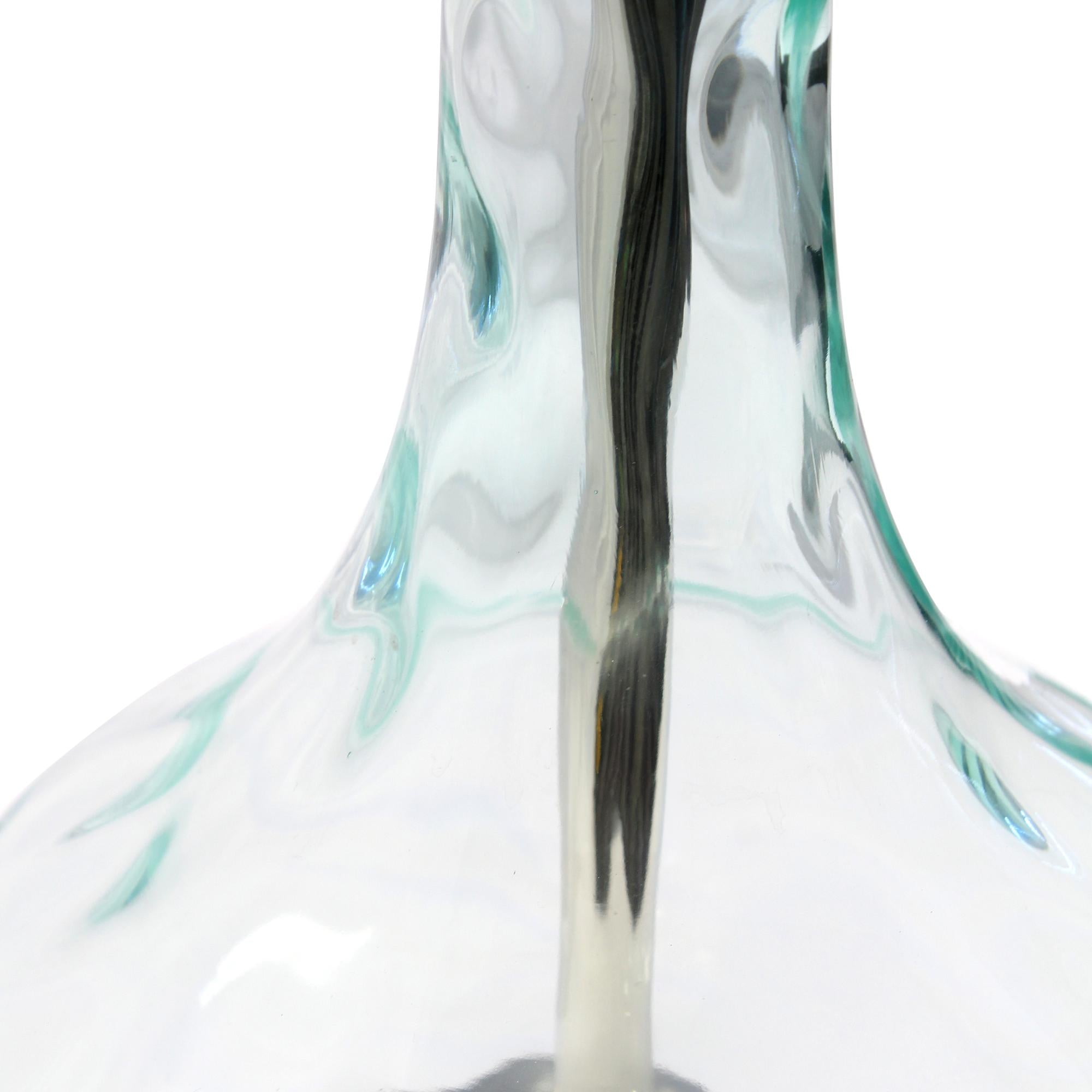 23" Teal Blue Translucent Glass Gourd Table Lamp With Drum Shade Homeroots Lighting
