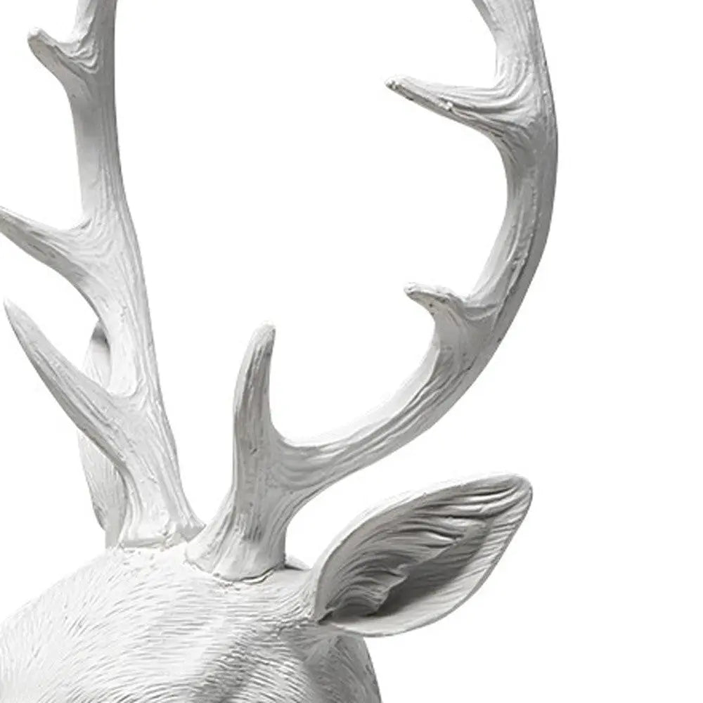 23" White Polyresin Suited Deer Bust Tabletop Sculpture Homeroots Home Decor