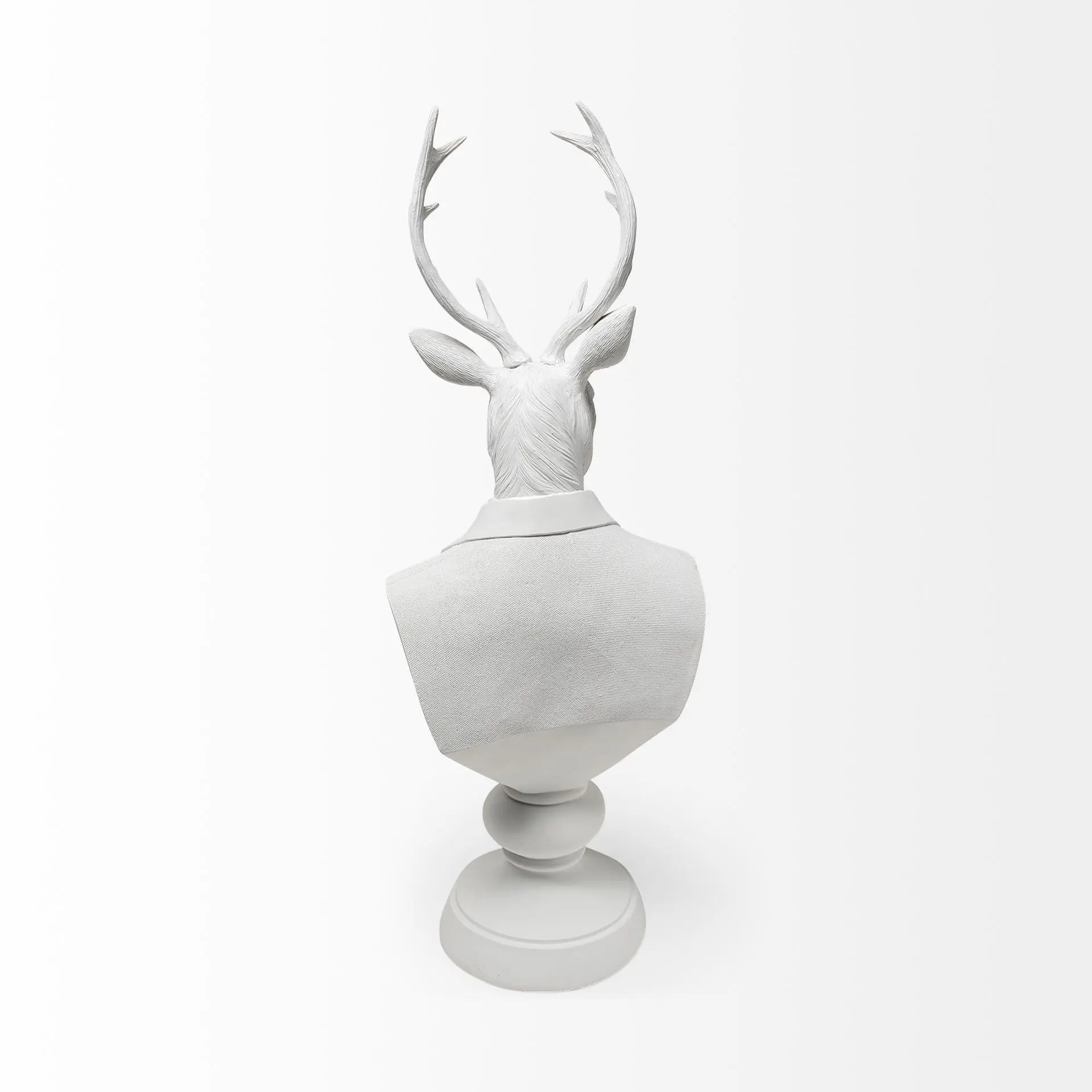 23" White Polyresin Suited Deer Bust Tabletop Sculpture Homeroots Home Decor