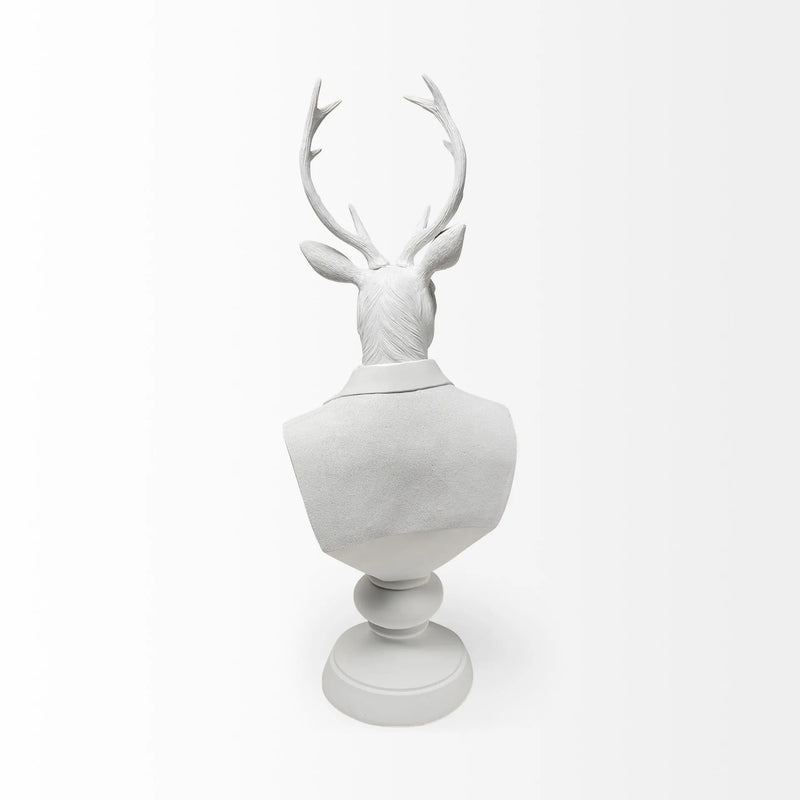 23" White Polyresin Suited Deer Bust Tabletop Sculpture Homeroots Home Decor