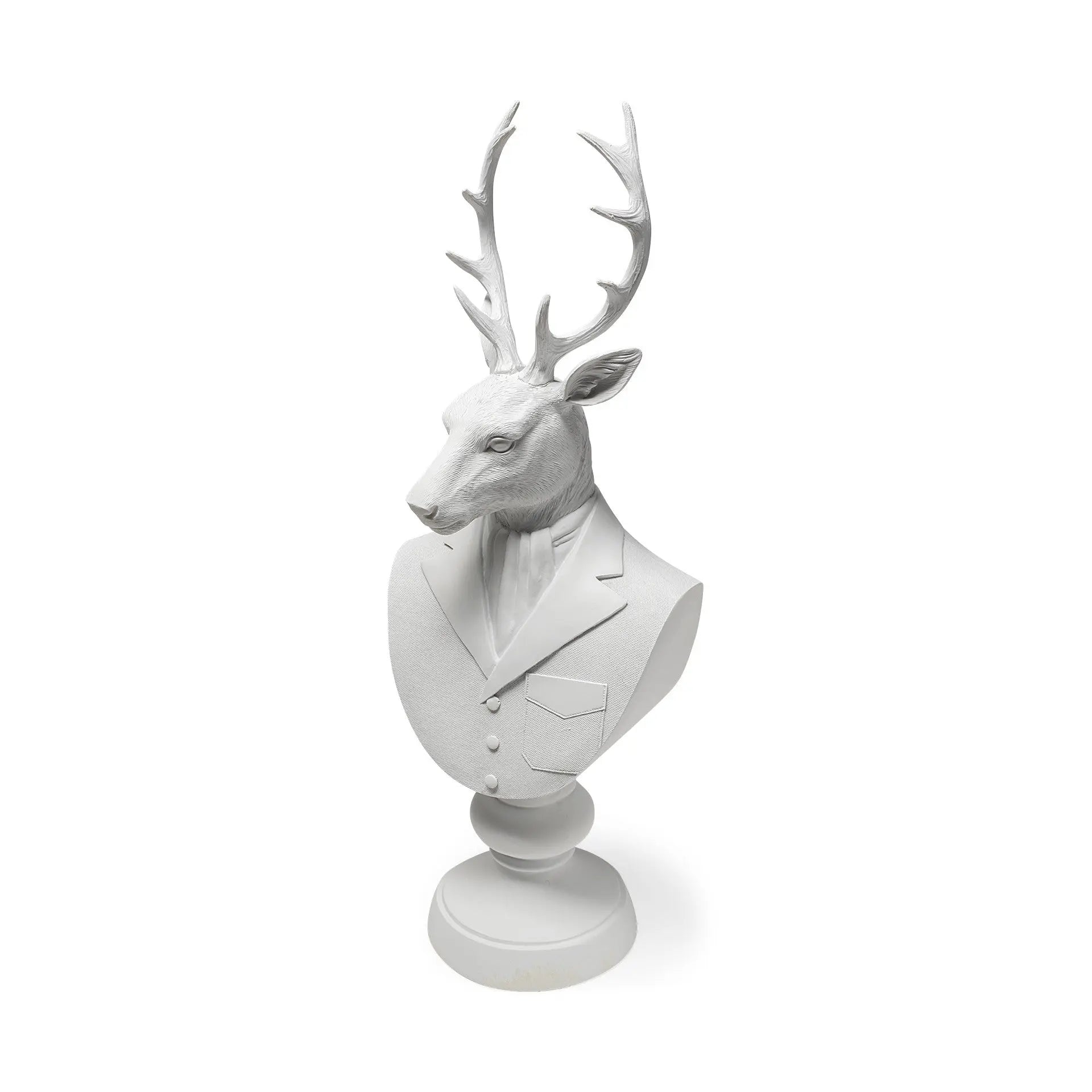 23" White Polyresin Suited Deer Bust Tabletop Sculpture Homeroots Home Decor