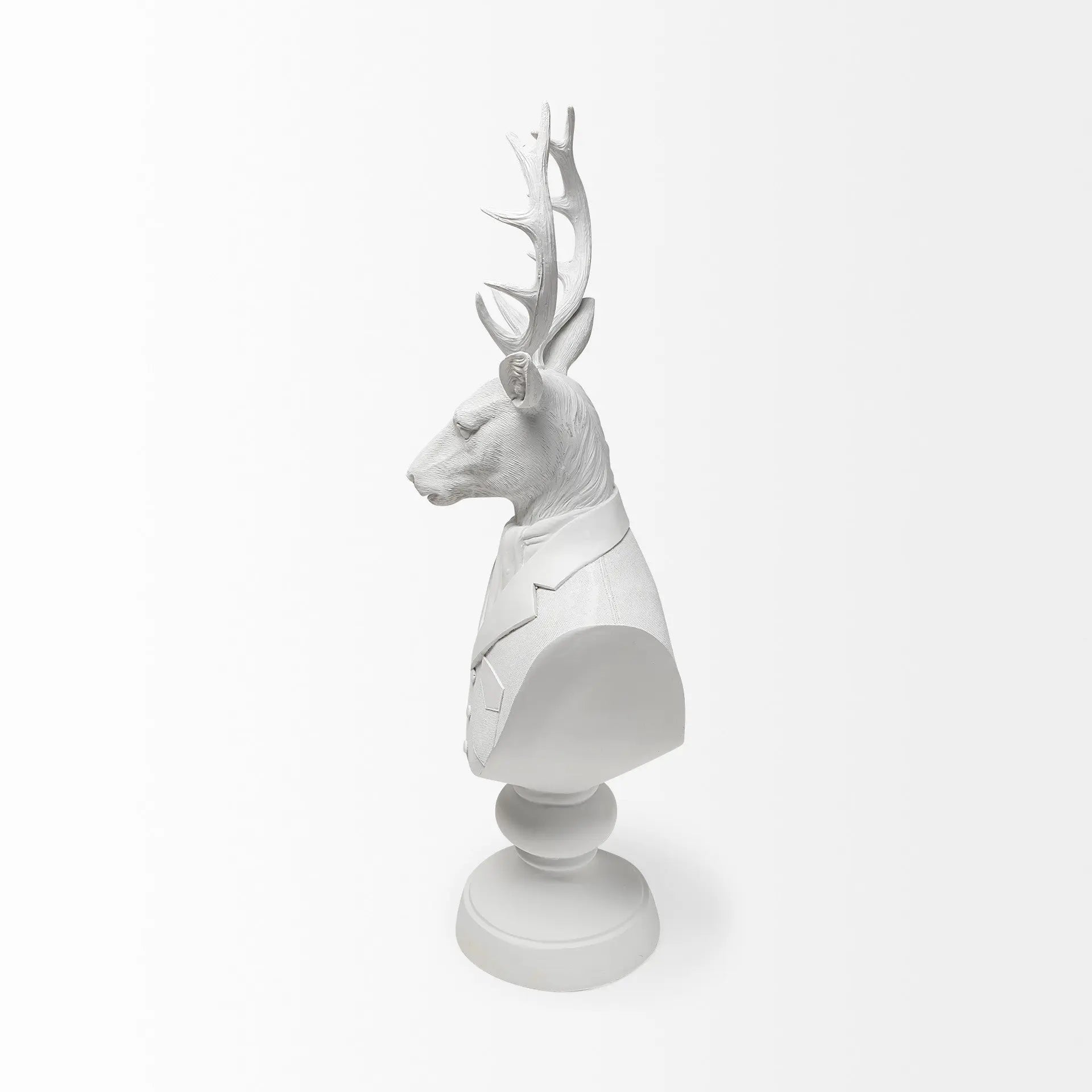 23" White Polyresin Suited Deer Bust Tabletop Sculpture Homeroots Home Decor