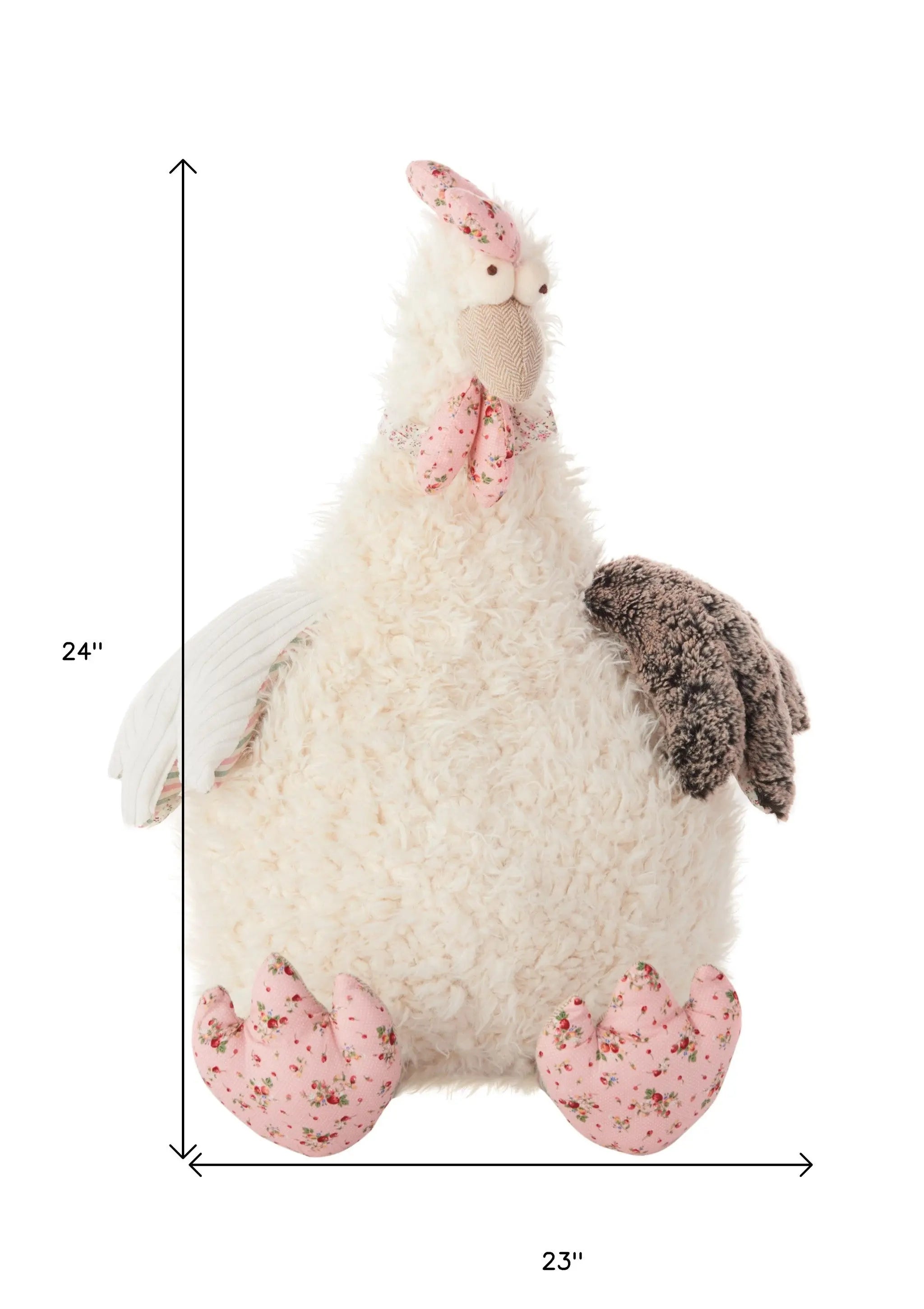 23" X 24" Ivory Novelty Chicken Handmade Polyester Throw Pillow Homeroots Home Decor