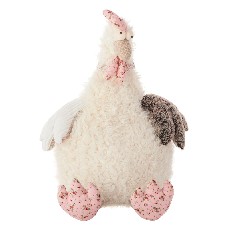 23" X 24" Ivory Novelty Chicken Handmade Polyester Throw Pillow Homeroots Home Decor