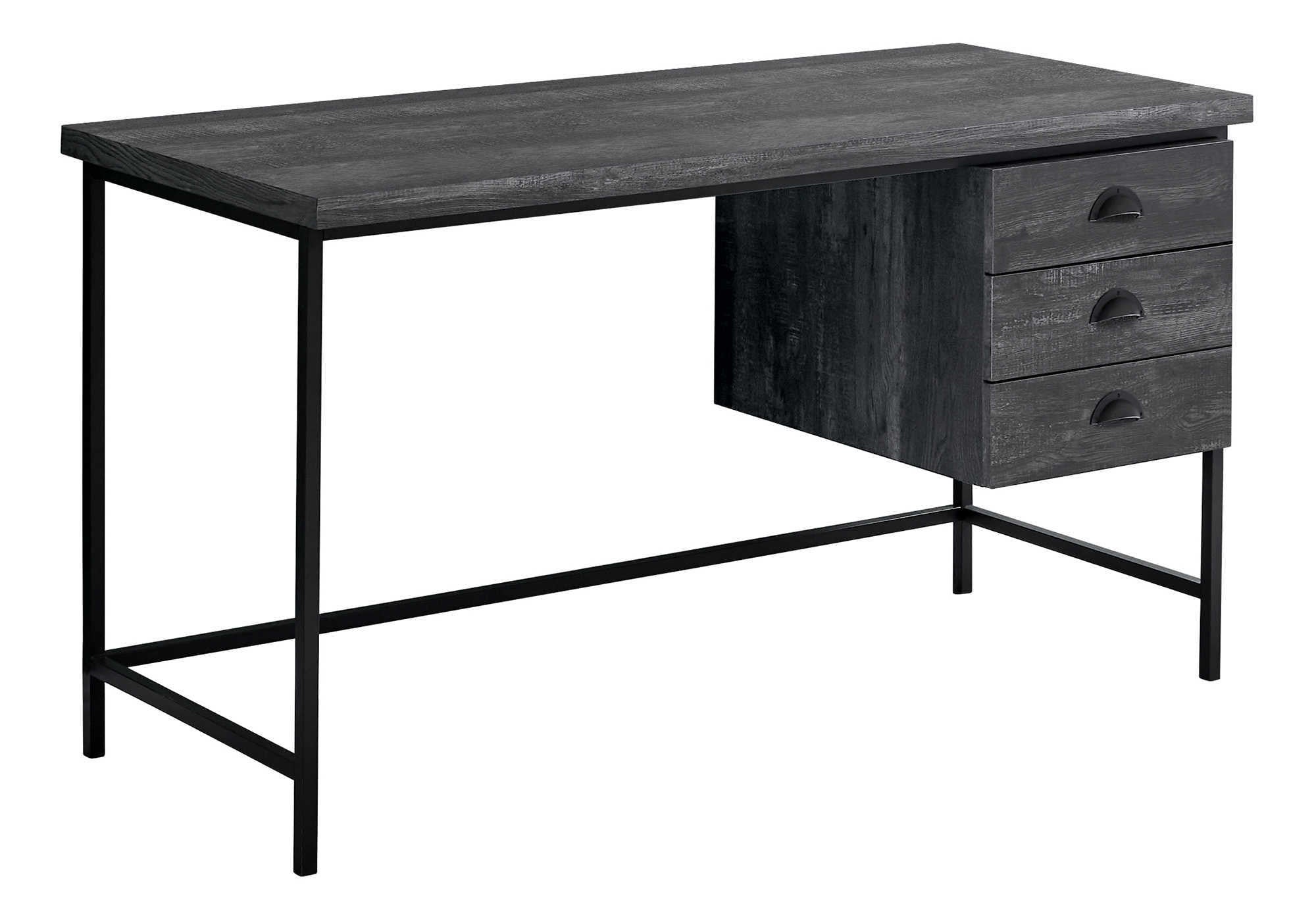 24" Gray and Black Computer Desk With Three Drawers - GreatEagleInc