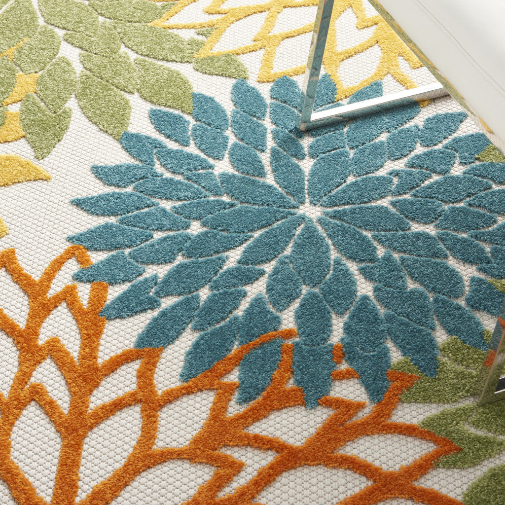 5' X 7' Blue And Yellow Indoor Outdoor Area Rug - GreatEagleInc