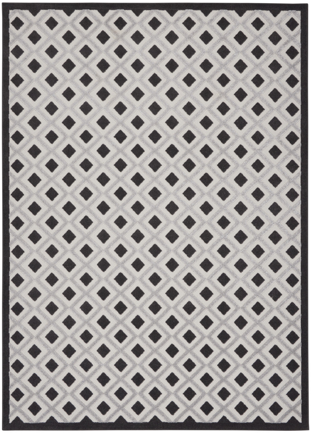 12' X 15' Black And White Gingham Non Skid Indoor Outdoor Area Rug - GreatEagleInc