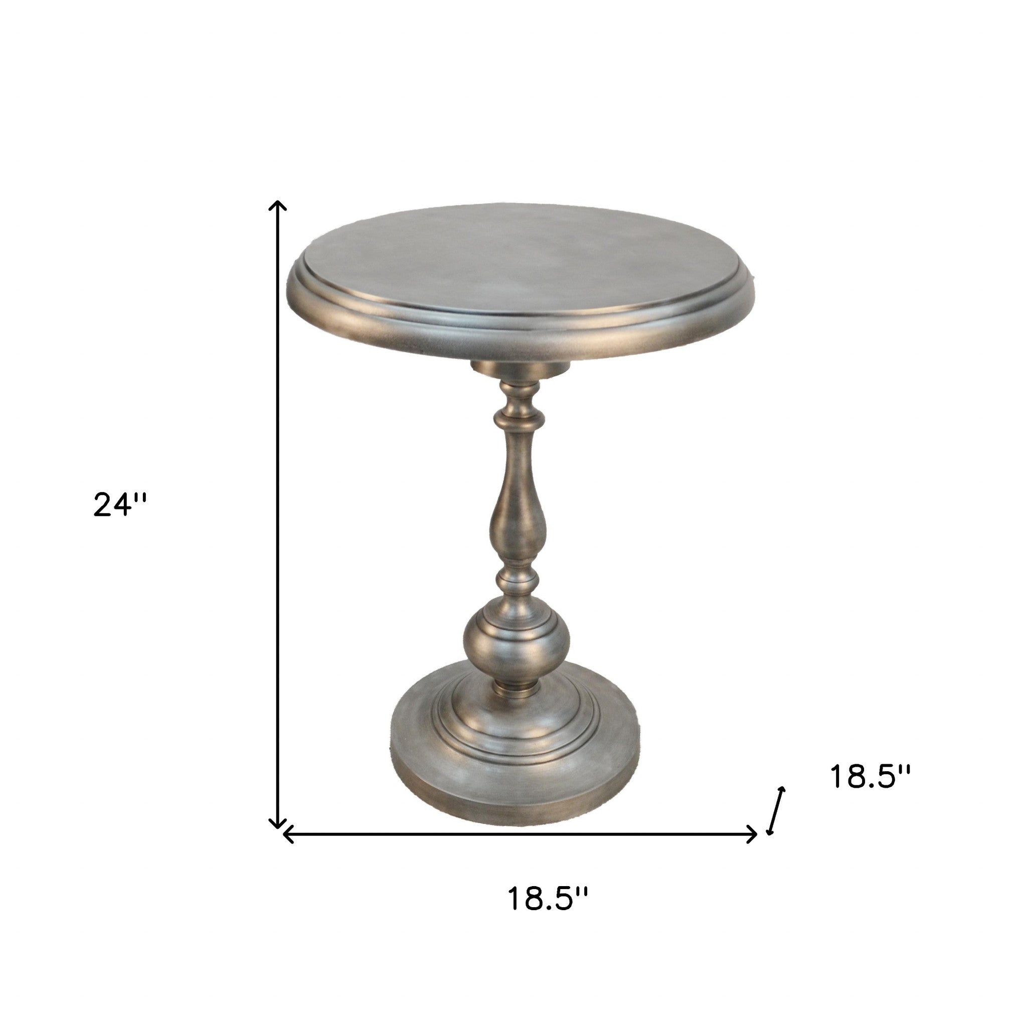 24" Antique Nickle Metal Round End Table Homeroots Living Room