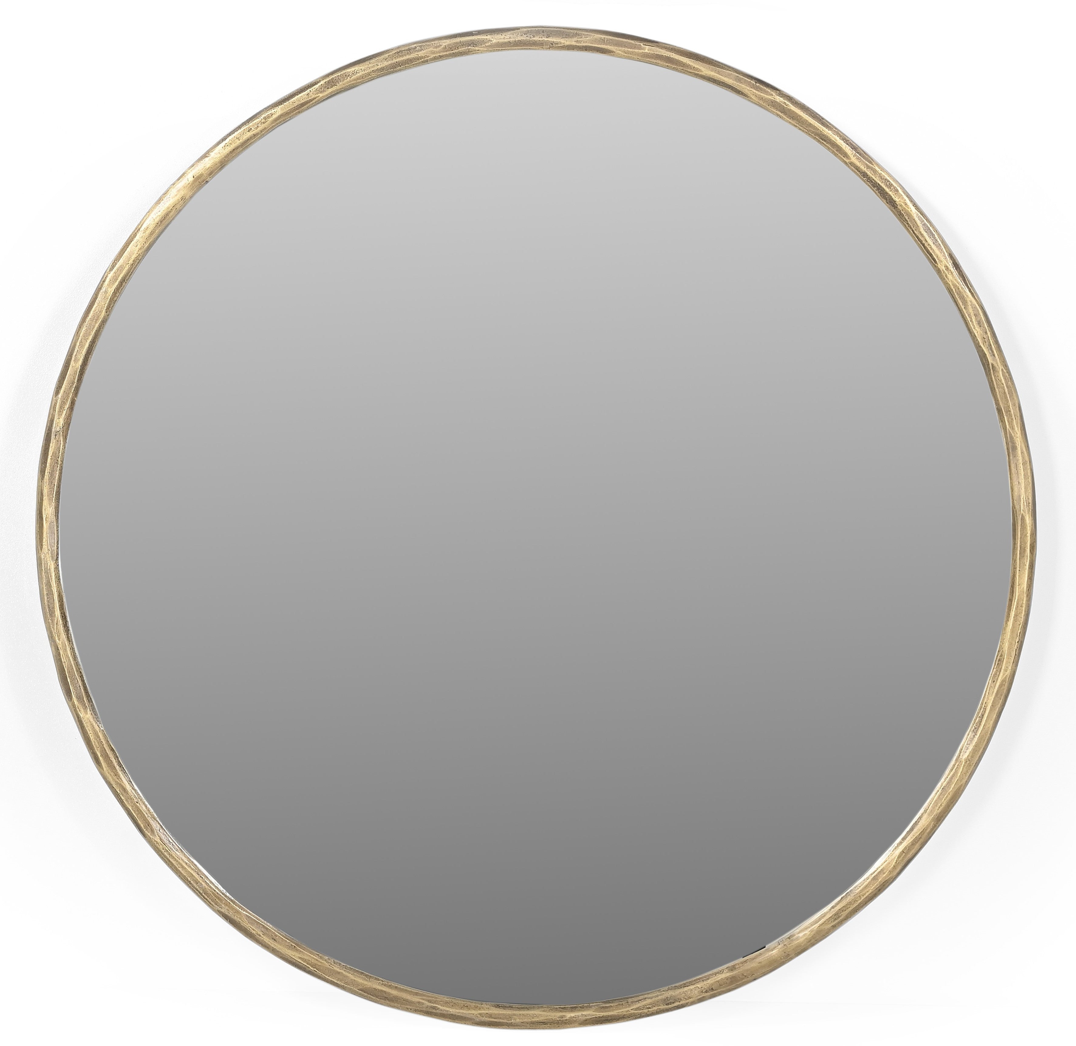 24" Antiqued Brass Iron Round Framed Accent Mirror Homeroots Bed & Bath